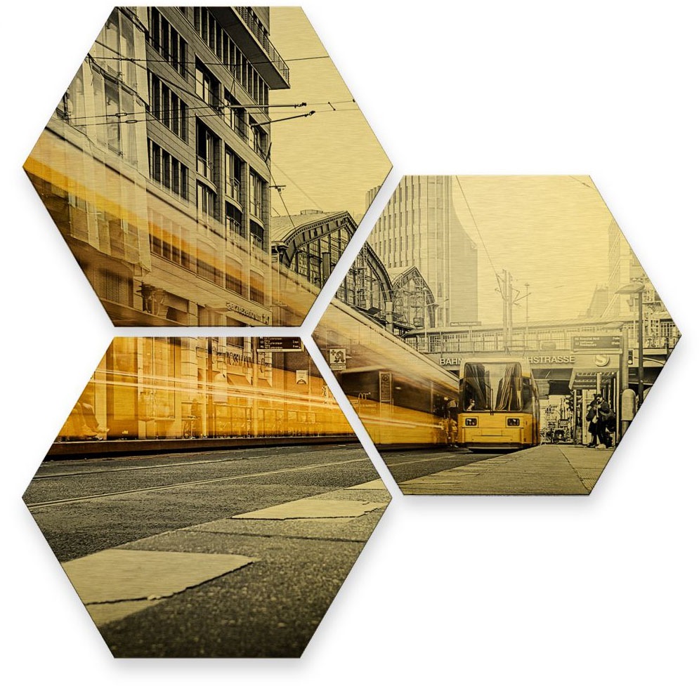 Image of Wall-Art Mehrteilige Bilder »Goldfarbeneffekt Berlin Friedrichstrasse«, (Set, 3 St.) bei Ackermann Versand Schweiz
