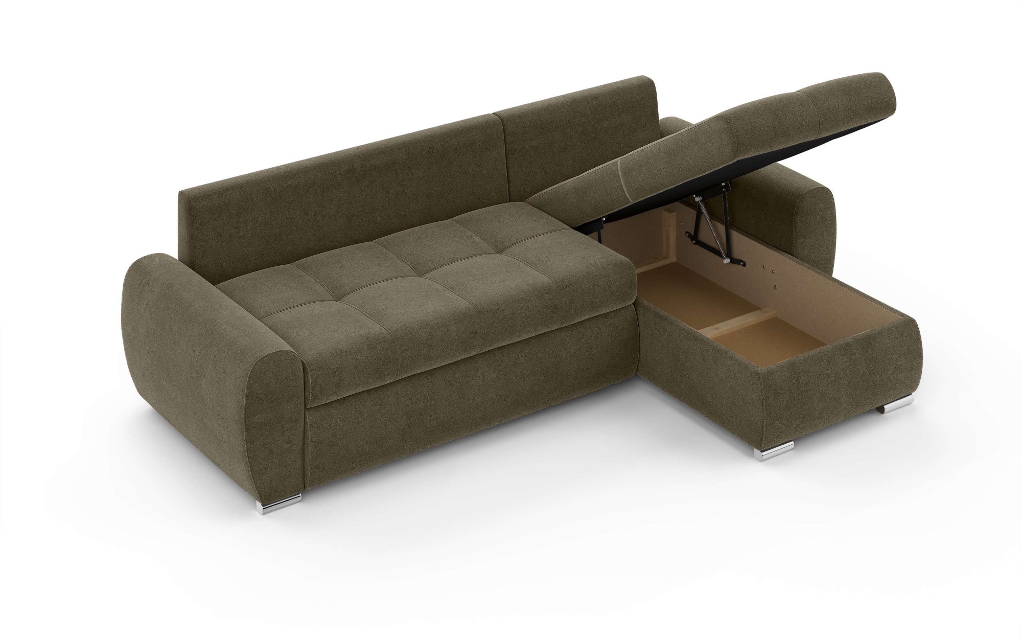 INOSIGN Ecksofa »HAVERHILL Schlafsofa mit Bettkasten, Masse B/H/T: 237/89/166 cm«, L-Form mit Recamiere links oder rechts bestellbar, Wellenunterfederung