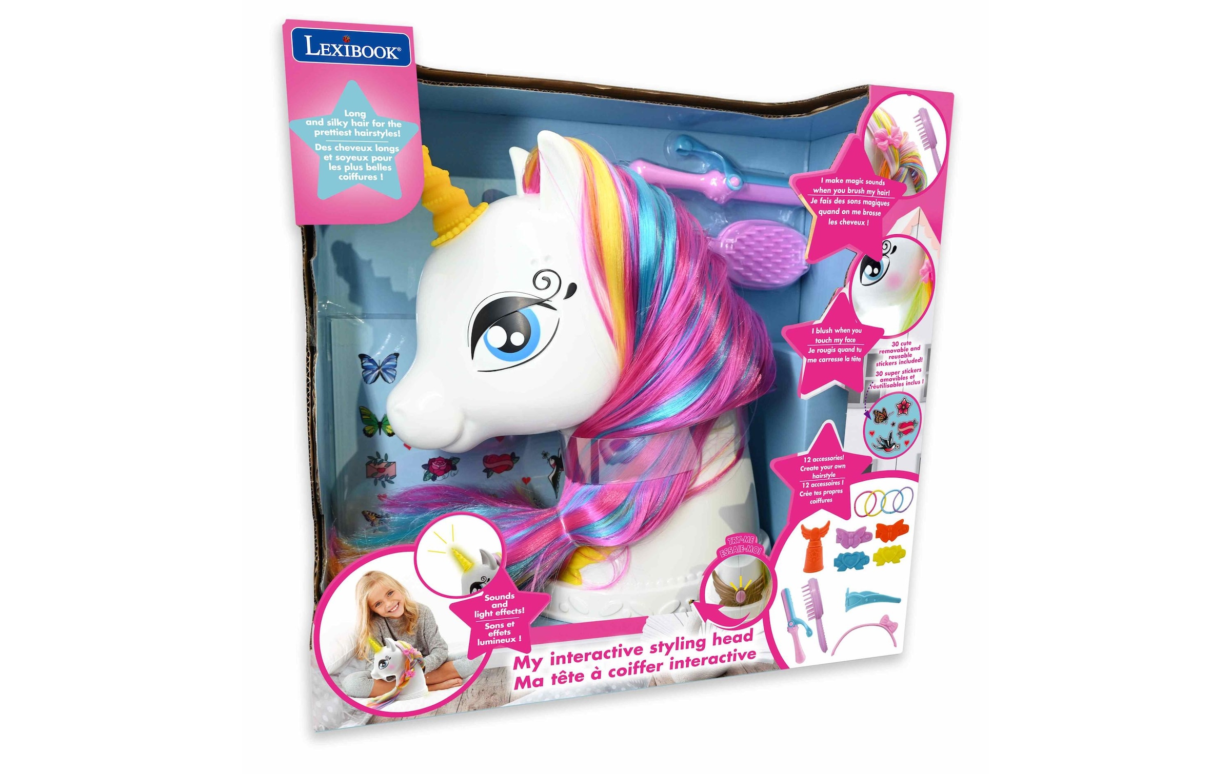 Lexibook® Spielwelt »Einhorn Frisierkopf mit Musik und Zubehör«