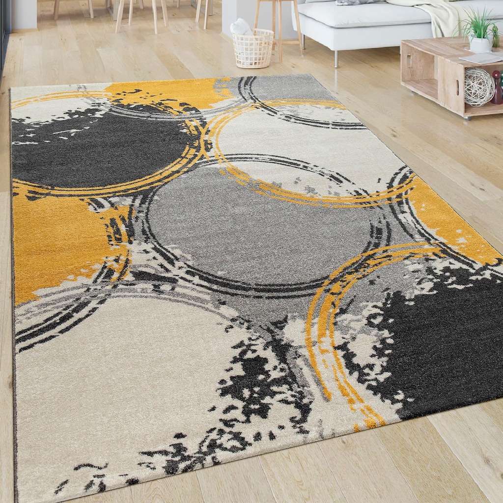 Paco Home Teppich »Pattern 129«, rechteckig, Kurzflor, modernes Design mit Kreisen