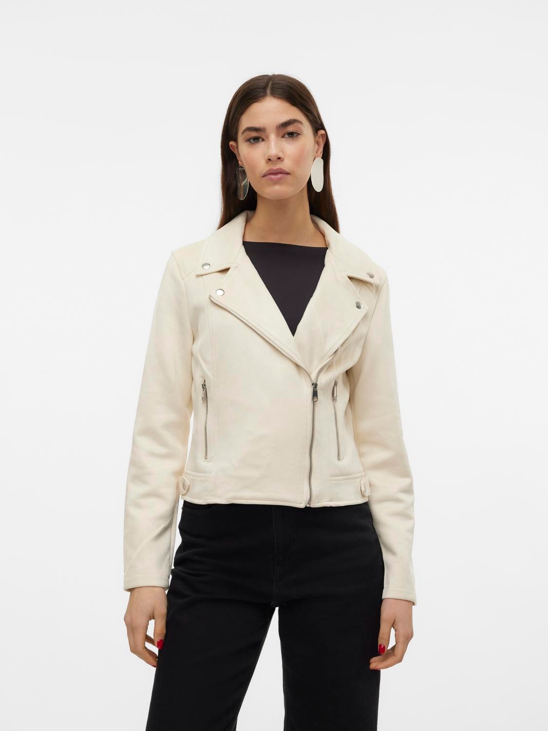 Image of Vero Moda Bikerjacke "VMJOSE SHORT FAUX SUEDE JACKET GA NOOS" mit asymetrischem Reissverschluss