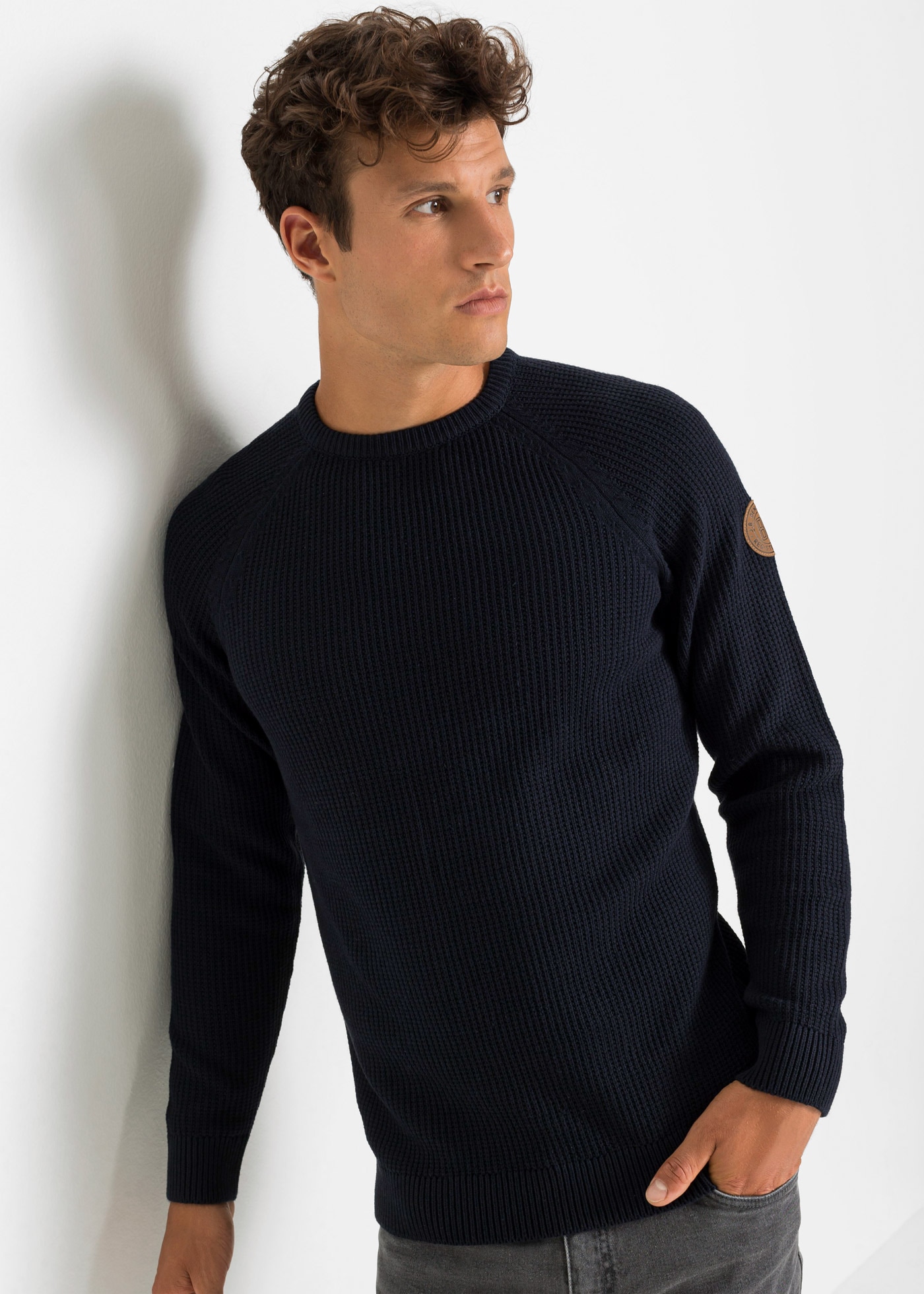 Image of bonprix Strickpullover tolle Baumwollmischung, mit Rundhalsausschnitt, Regular Fit