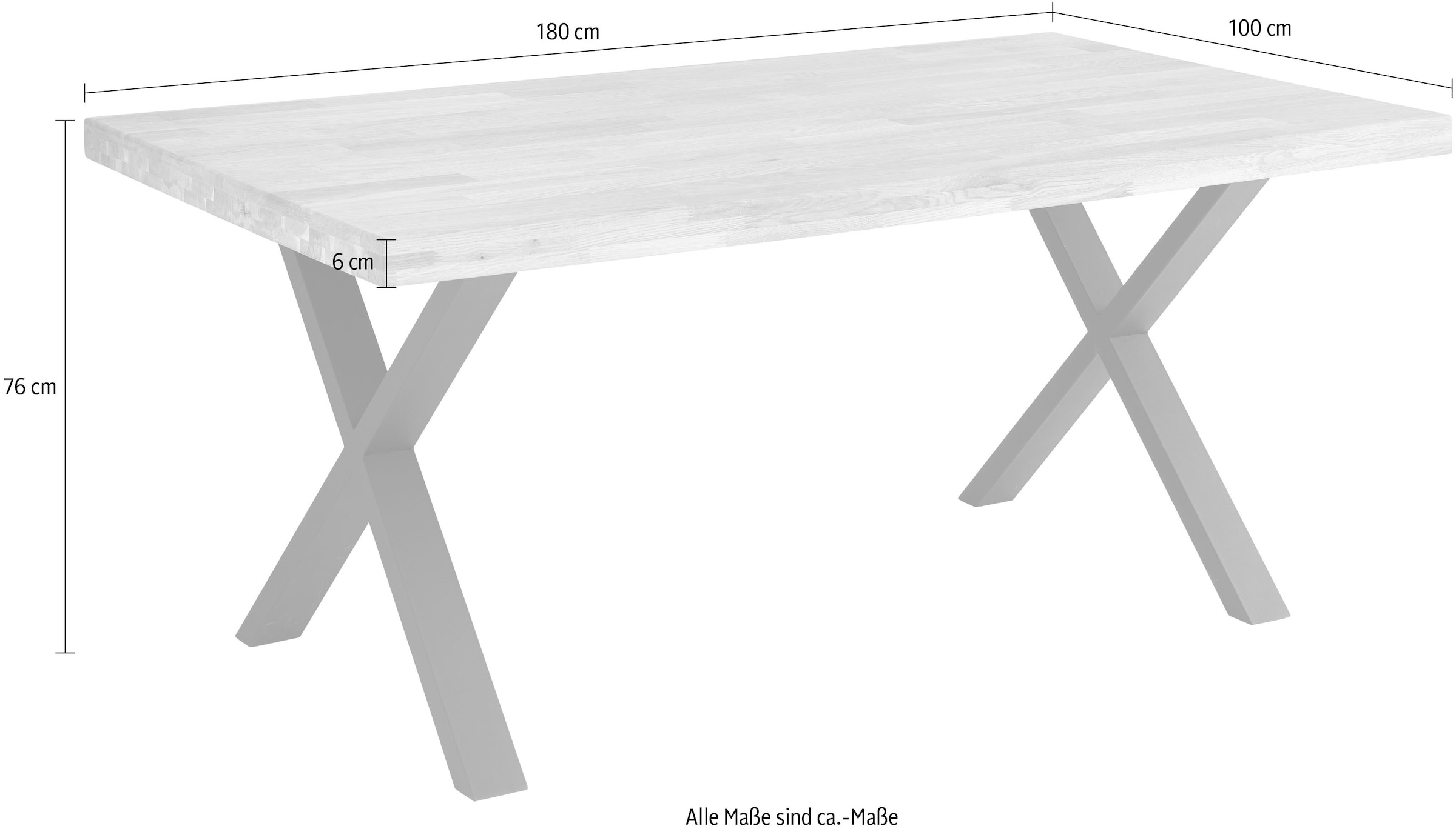 Stolkom Table de salle à manger »Chris Esszimmertisch Eiche Massivholz, BxHxT 110x47x70 cm« Gerade Kante, Industrial Style Eiche Massivholz