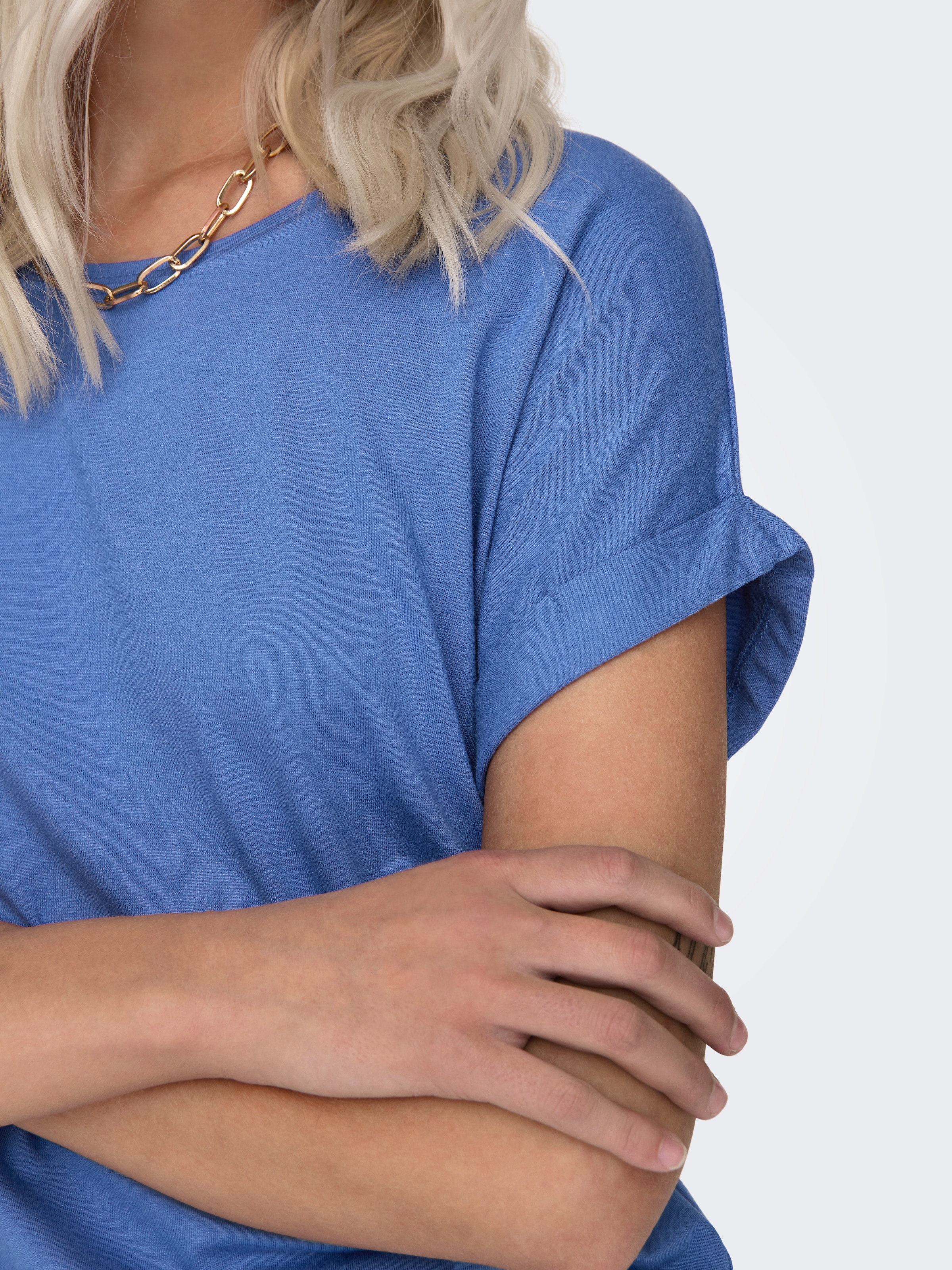ONLY T-shirt »ONLMOSTER – Kurzarmshirt mit Aufschlag und klassischem Look« mélange viscose, coupe régulière