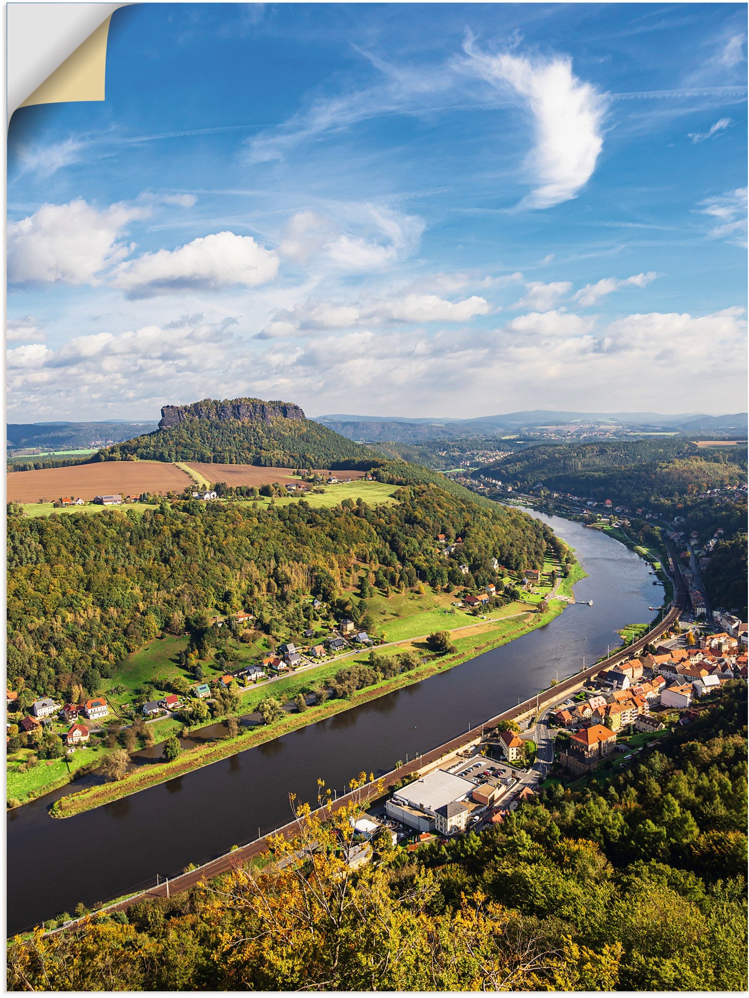 Image of Artland Wandbild »Elbe und Sächsische Schweiz«, Berge & Alpenbilder, (1 St.), in vielen Grössen & Produktarten - Alubild / Outdoorbild für den Aussenbereich, Leinwandbild, Poster, Wandaufkleber / Wandtattoo auch für Badezimmer geeignet bei Ackermann Versa