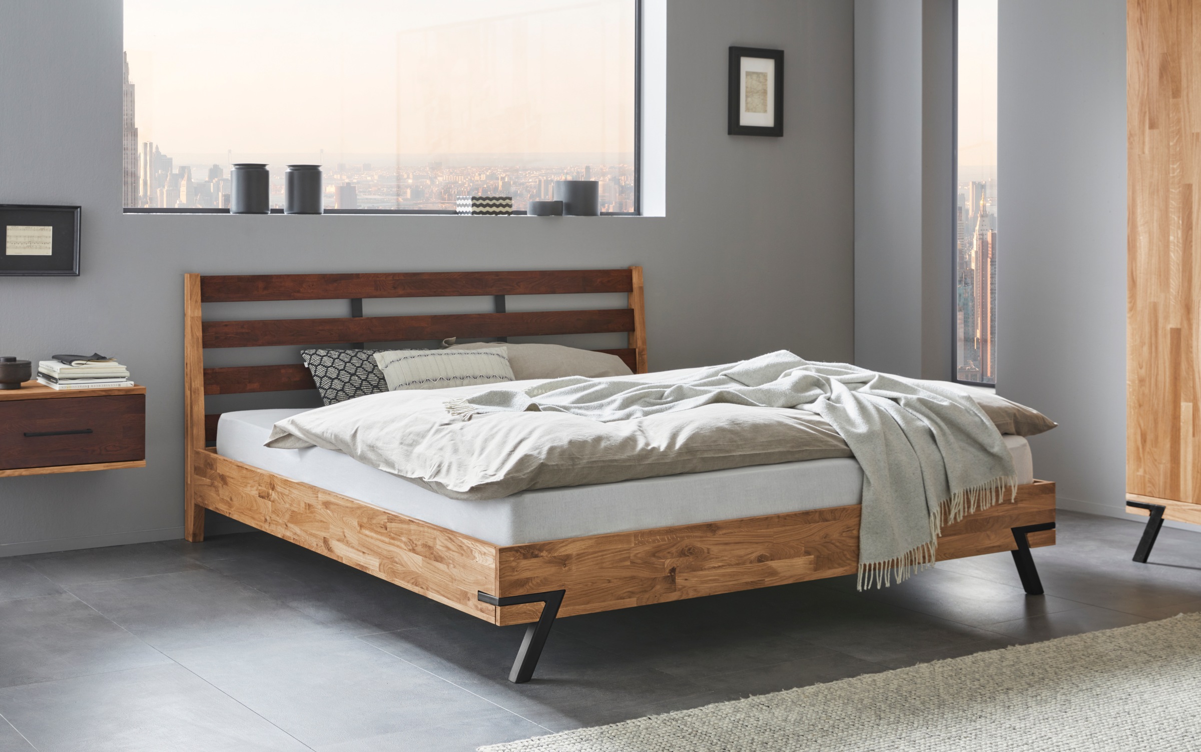 Image of Places of Style Einzelbett »Flevers«, aus Eiche massiv, Breite 185 cm bei Ackermann Versand Schweiz