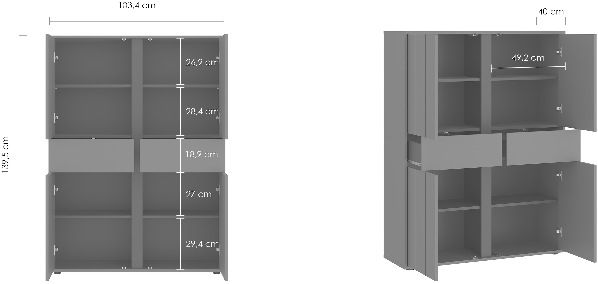 INOSIGN Highboard »VEDDEL«, Höhe ca.140