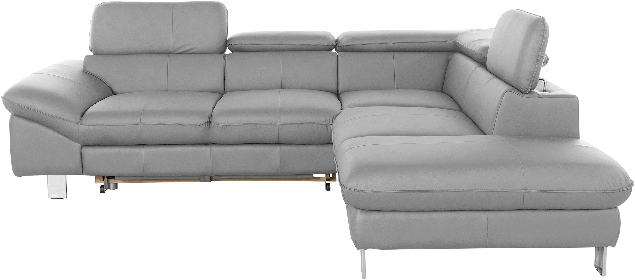 COTTA Ecksofa »Driver L-Form, B: 265 cm, moderne Couch mit Wellenunterfederung, Leder« inkl. 3x Kopfteilverstellung, optional mit Schlaffunktion + Stauraum