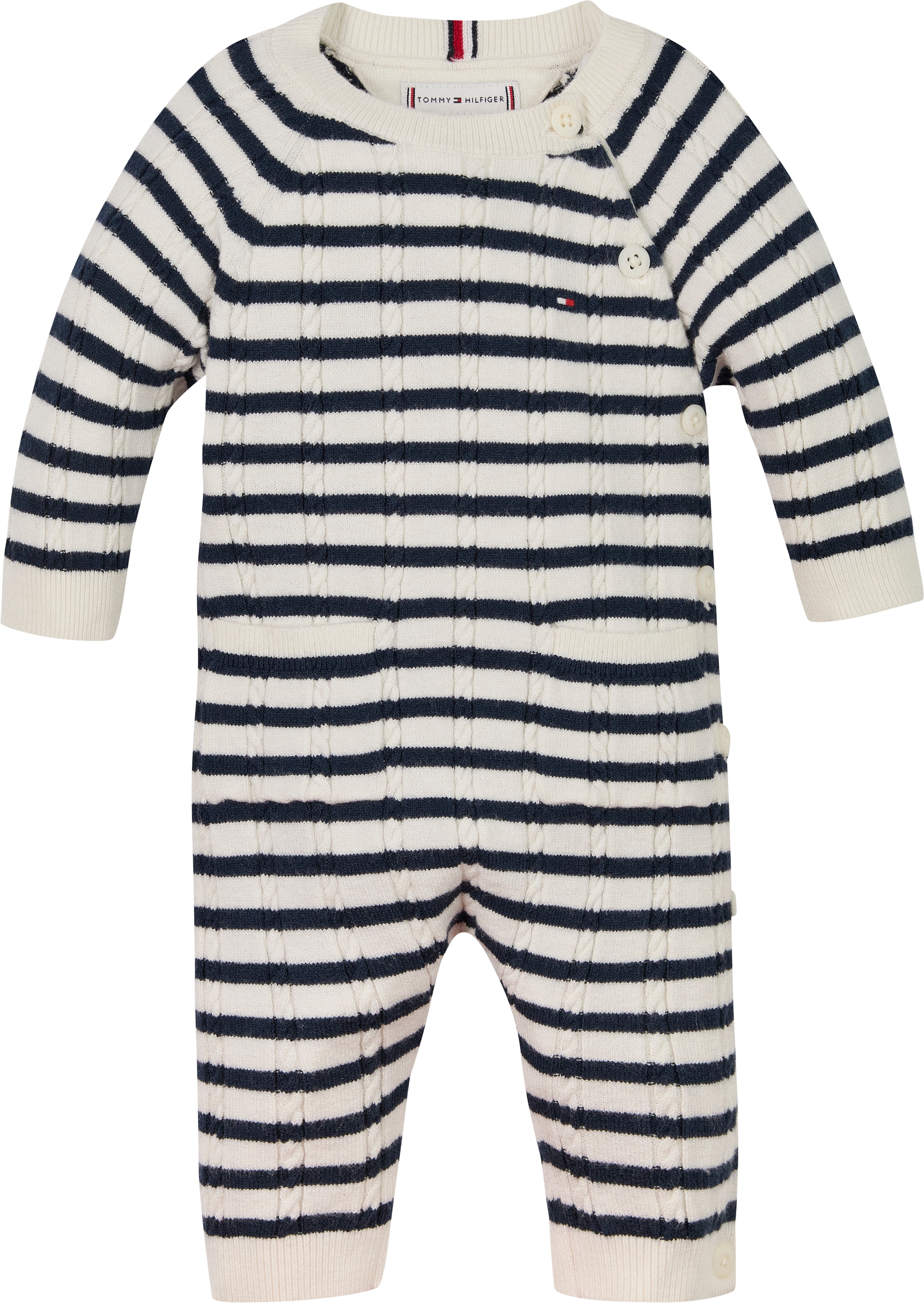 TOMMY HILFIGER Body »CABLE KNITTED COVERALL GIFTBOX«, mit Zopfmuster, mit Streifen