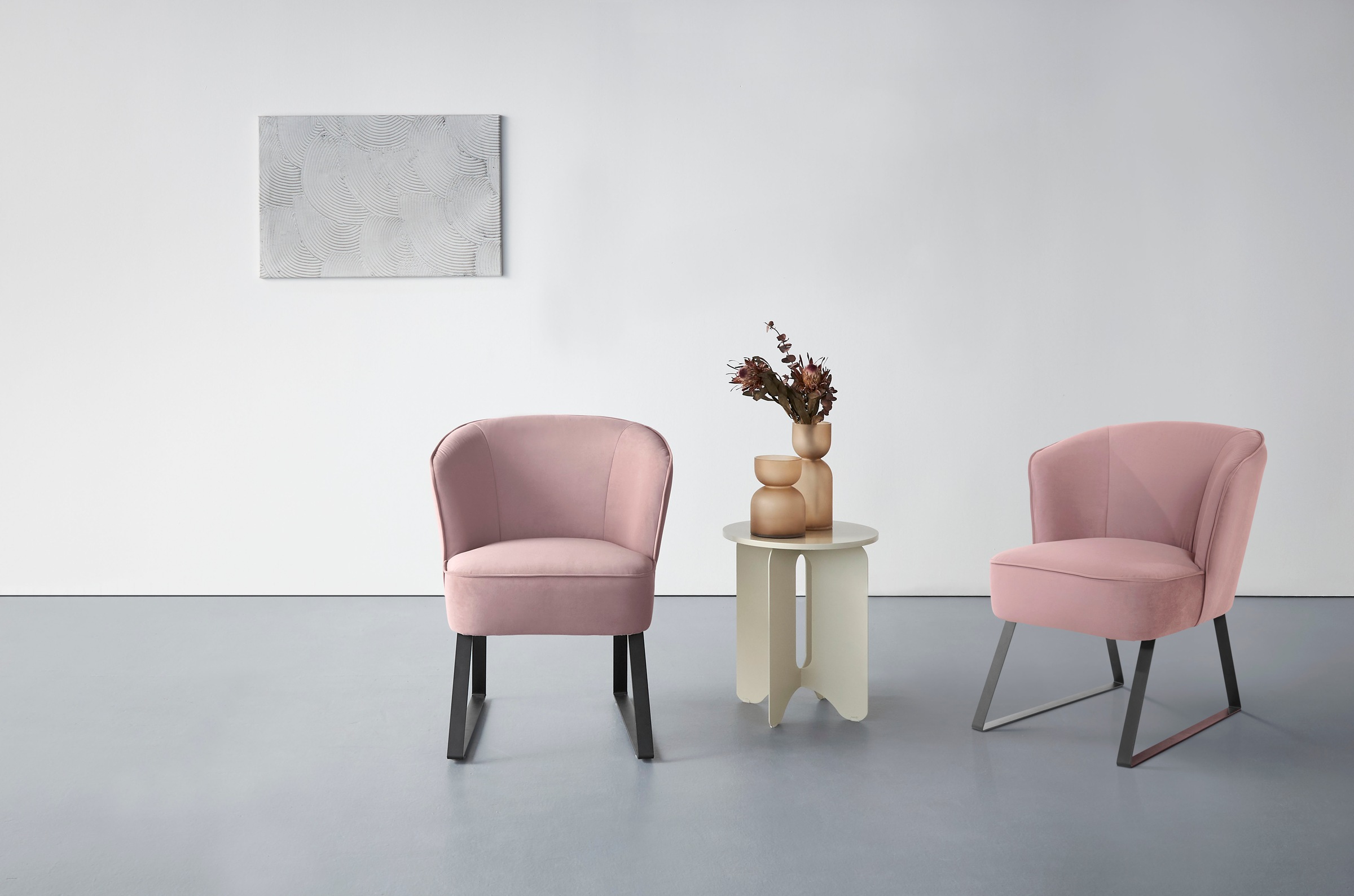 exxpo - sofa fashion Sessel »Americano, Loungesessel«, mit Keder und Metallfüssen, Bezug in verschiedenen Qualitäten, 1 Stck.