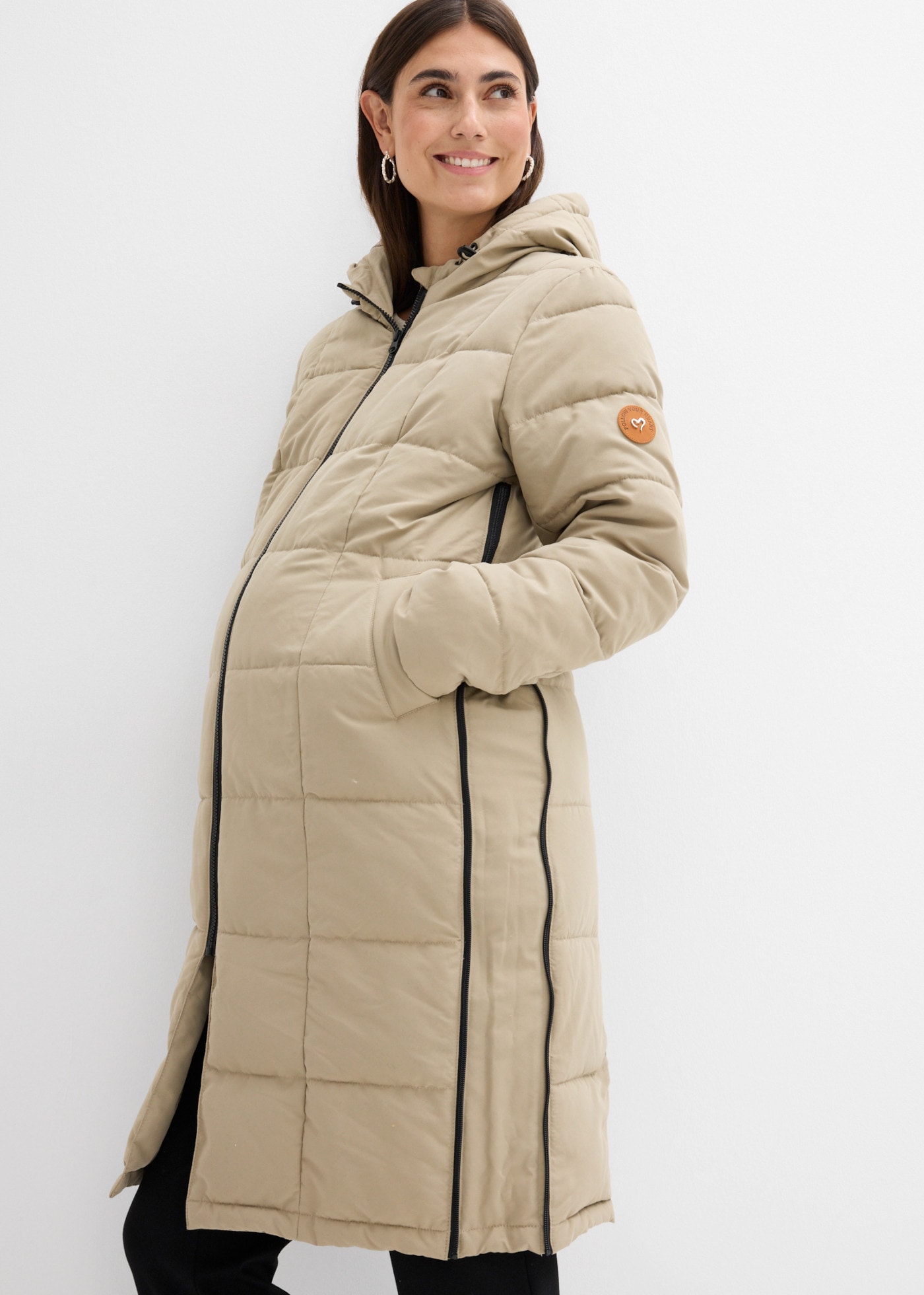 bonprix Umstandsmantel mit abnehmbarem Trageeinsatz mit Kapuze, Regular Fit