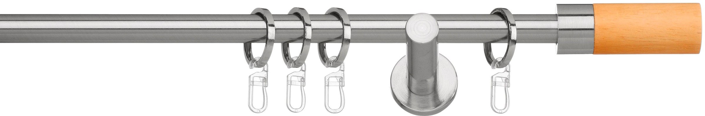 Image of indeko Gardinenstange "Cigar" Ø 16 mm 1 läufig-läufig Fixmass Komplett-Set inkl. Ringen und Montagematerial