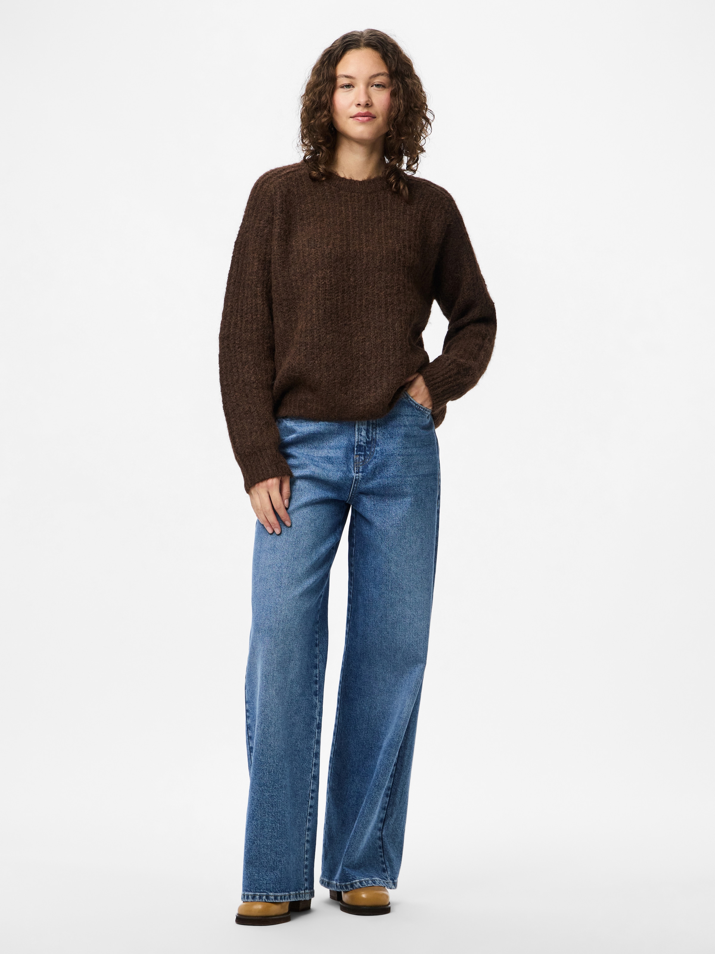 pieces Strickpullover »PCCLEO LS O-NECK CHUNKY KNIT NOOS BC«