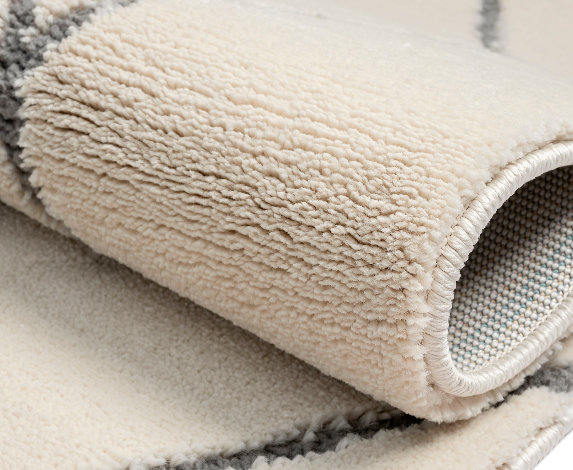 Myflair Möbel & Accessoires Hochflor-Teppich »Moroccan Design, LAGERRÄUMUNG!« rechteckig 24 mm Höhe modern, marokkanisches Design, Rauten Muster, weich, mit Fransen