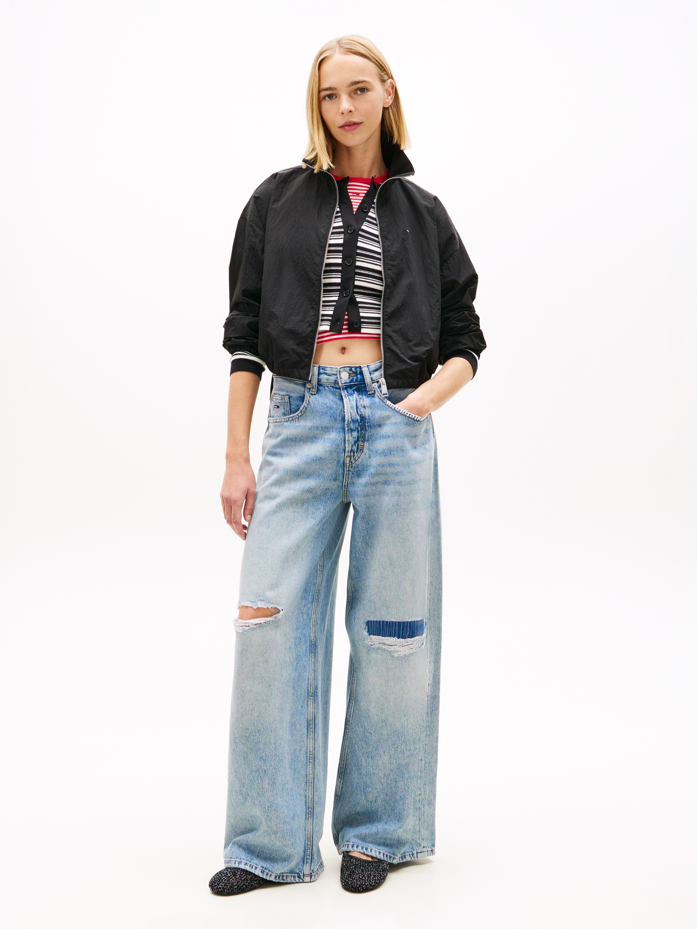 Tommy Jeans Veste courte »TJW TIE SIDE HIGH NECK JACKET« ceinture taille avec liens latéraux à nouer