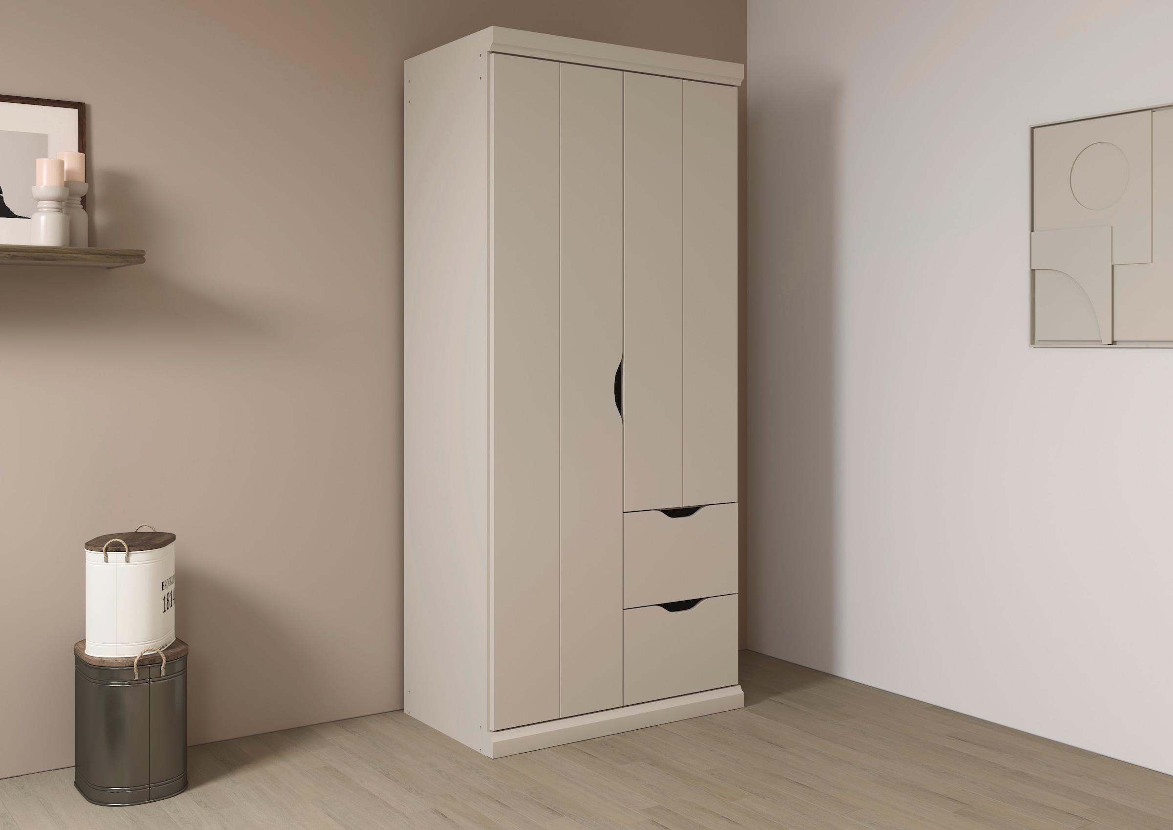 GOODproduct Kleiderschrank »Mehrzweckschrank Aktenschrank Möbel Mietswohnung Schlafzimmer MARLENE« 3 verschiedene Ausstattungen BASIC/CLASSIC/PREMIUM (inkl. SOFT-CLOSE),  in 3 Breiten 91/136/181 cm im Landhaus-Stil MADE IN GERMANY