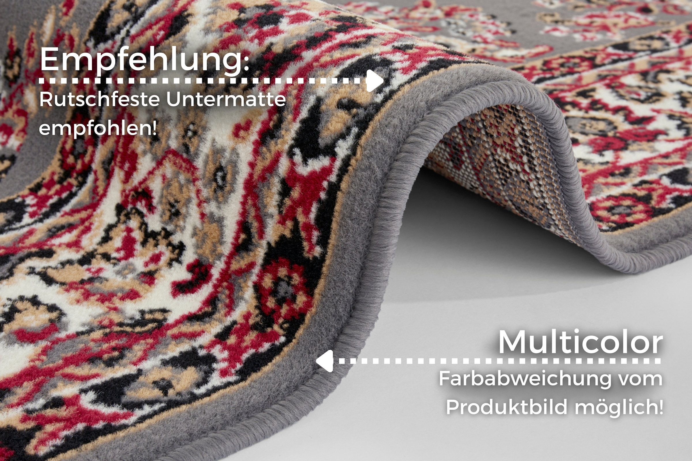 my home Teppich »Halton«, rechteckig, 8 mm Höhe, Kurzflor, Orient-Optik, mit Bordüre, Läufer, pflegeleicht, gekettelt