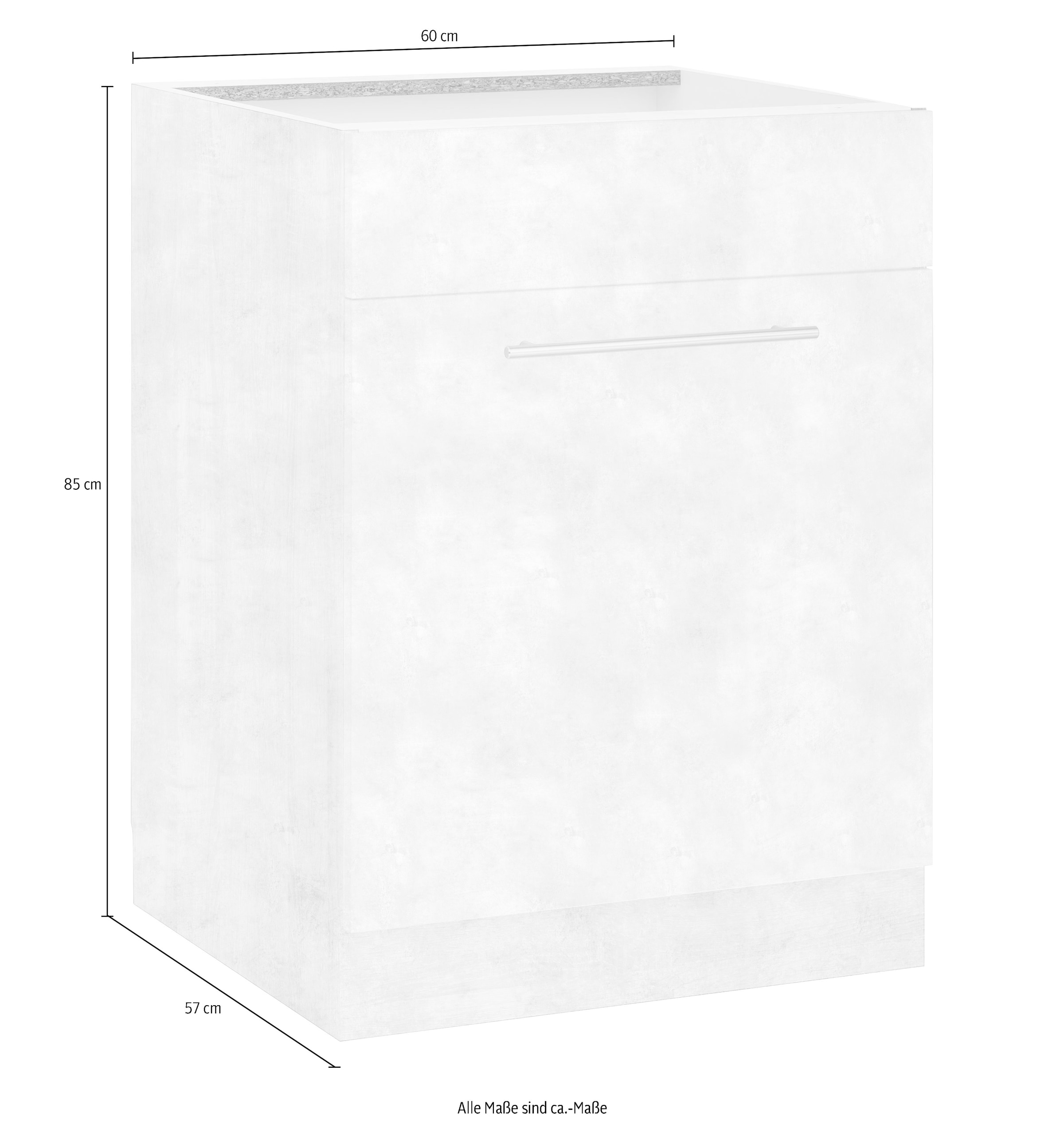 wiho Küchen Spülenschrank »Flexi2, Breite: 60 cm, Soft-Close bei der Tür« oben feste Blende
