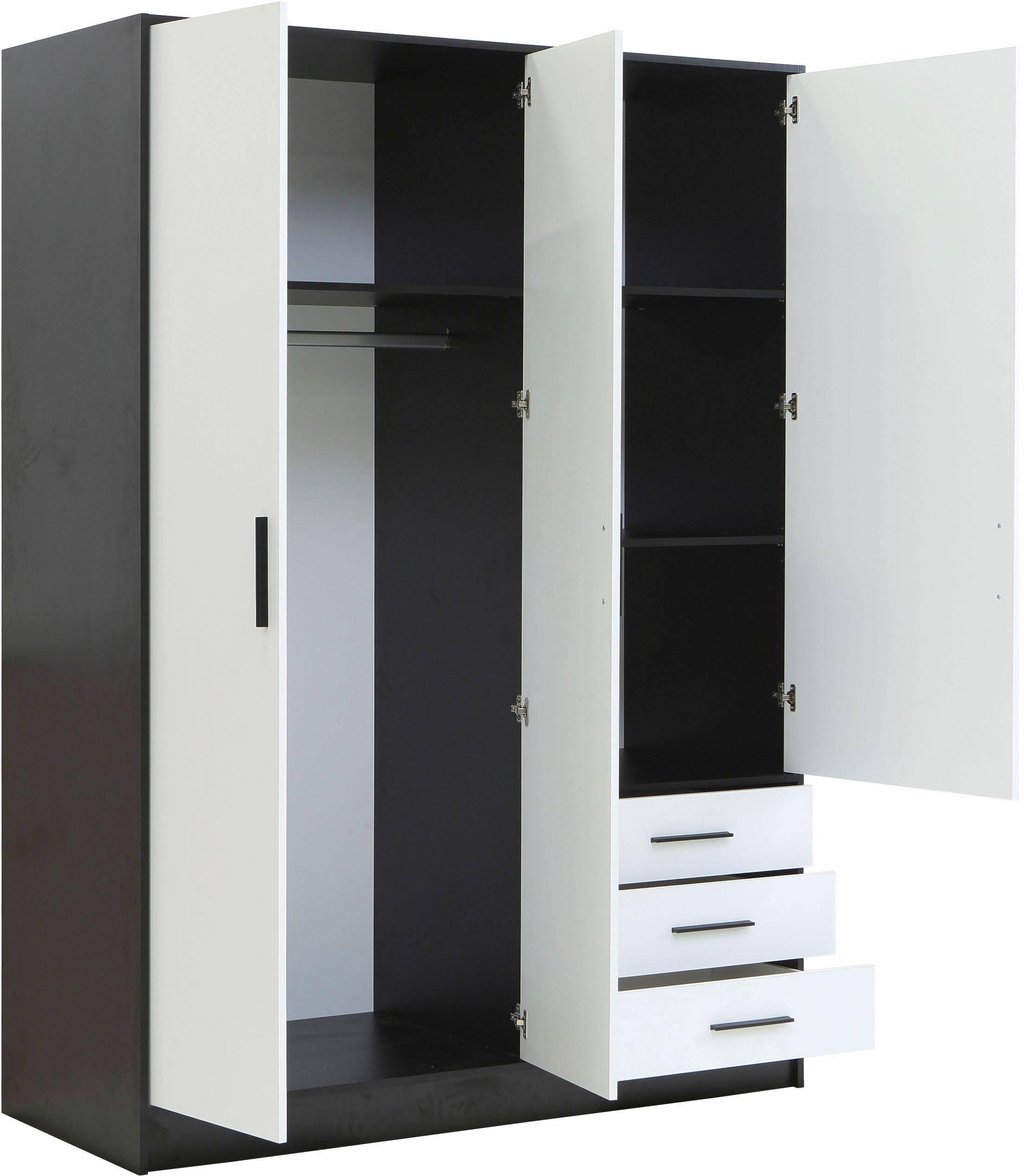 FORTE Kleiderschrank »Jupiter, Made in Europe, mit Schubladen«, (Masse (T/H): 60/200 cm), viel Stauraum, 2 Breiten und 4 Farben