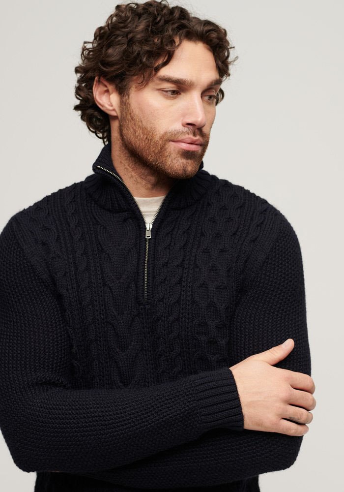 Superdry Pull en tricot »Jacob Cable Knit Half Zip«