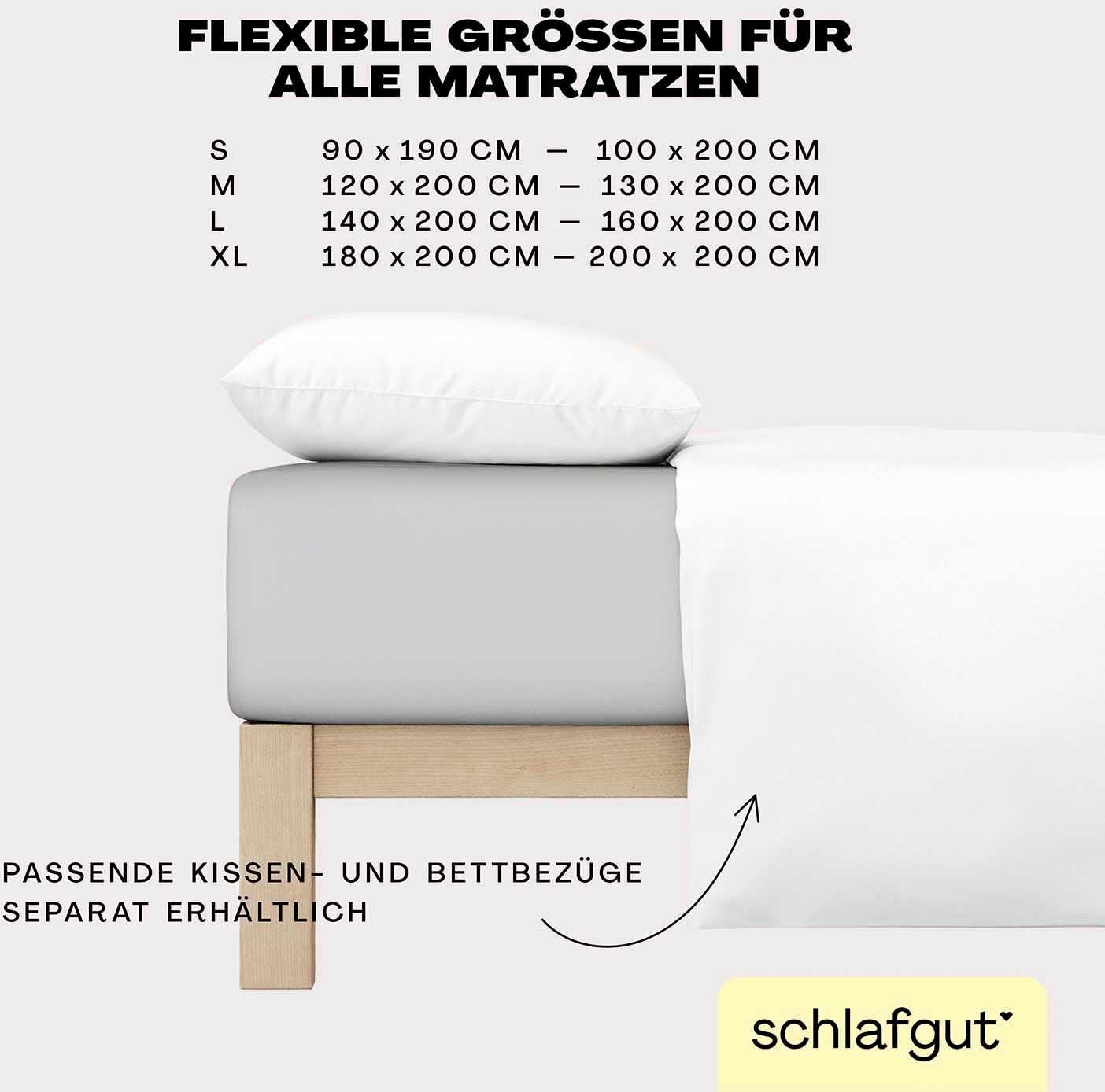 Schlafgut Spannbettlaken »EASY aus 100% Baumwolle, weich & saugfähig, Marken-Bettlaken«, für Matratzen bis 22 cm Höhe, in 90x200, 140x200 oder 180x200 cm