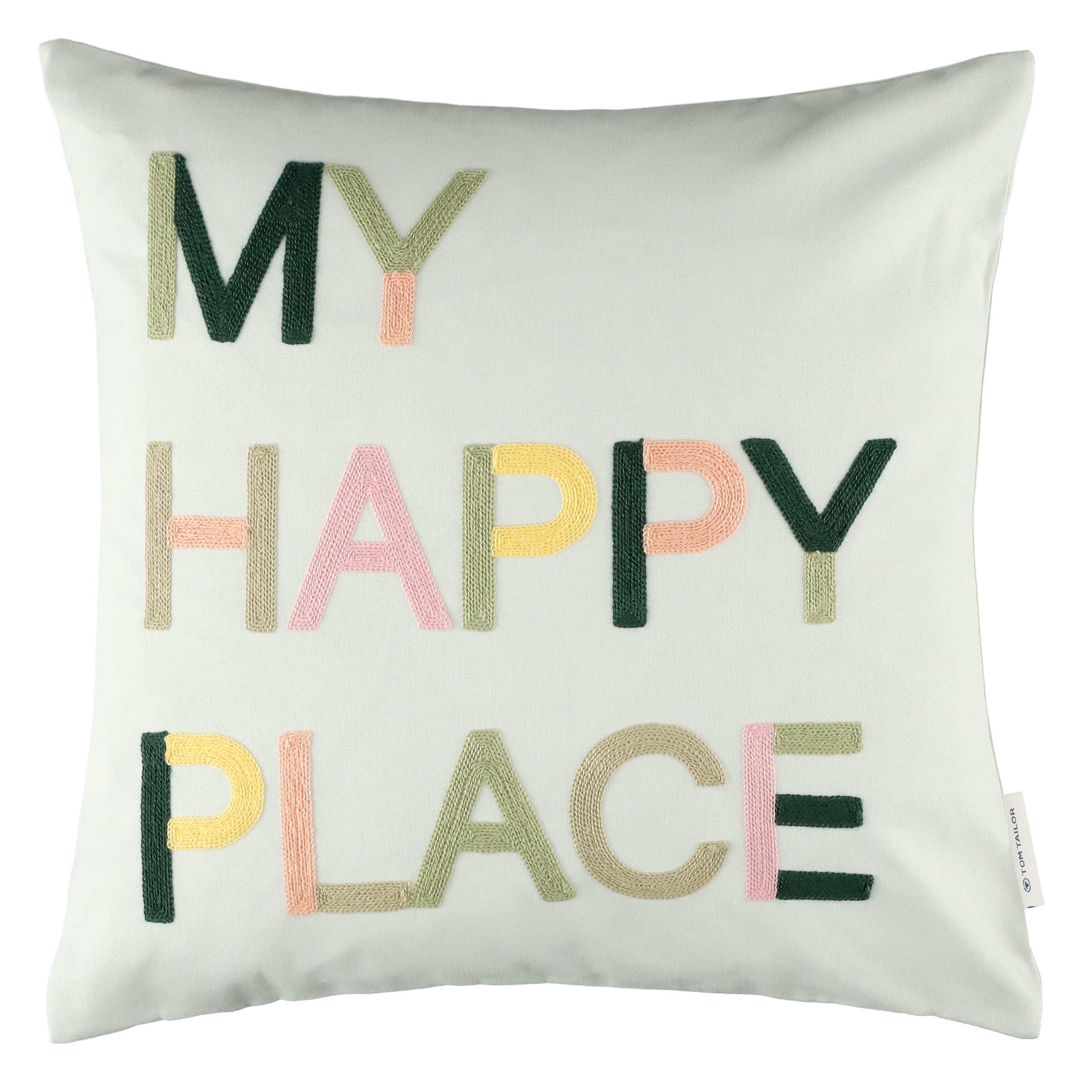 Image of TOM TAILOR HOME Kissenbezug "Happy" mit aufgesticktem Schriftzug