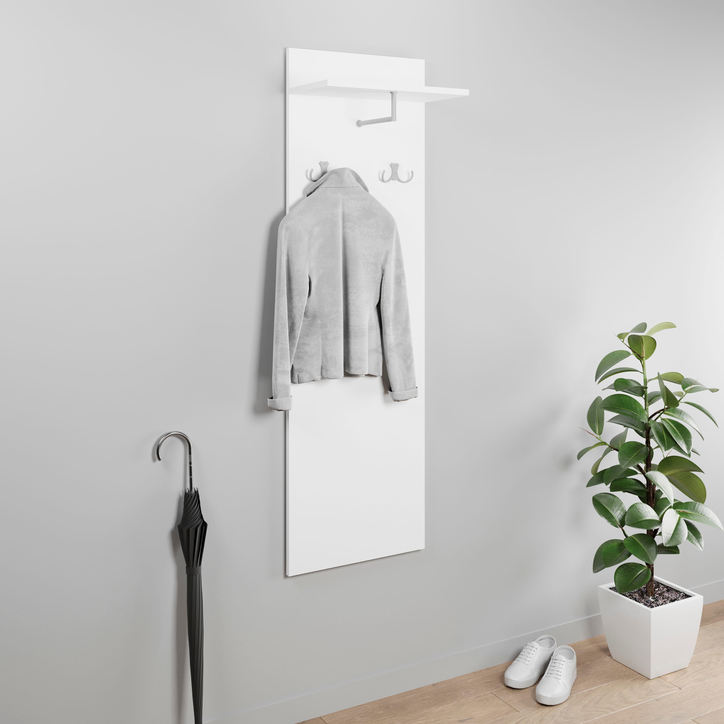 Image of GOODproduct Garderobenpaneel "Paris" 1 Stk. tlg. Wandgarderobe mit Doppelhaken und Kleiderstange (B/T/H): 40/21,5/130cm