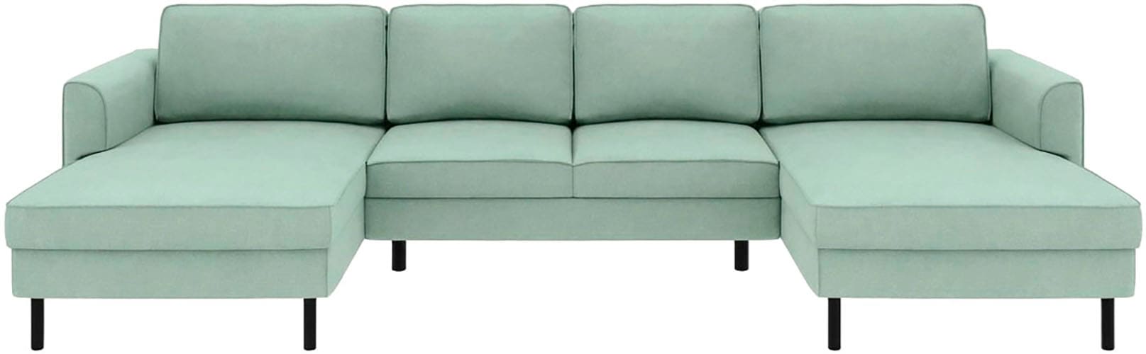Home affaire Wohnlandschaft »Booster II, whlw. mit Schlaffunktion & Bettkasten, Fuss schwarz« Sofa in U-Form, Breite 305 cm, in Cord oder Struktur LEO o. LINO