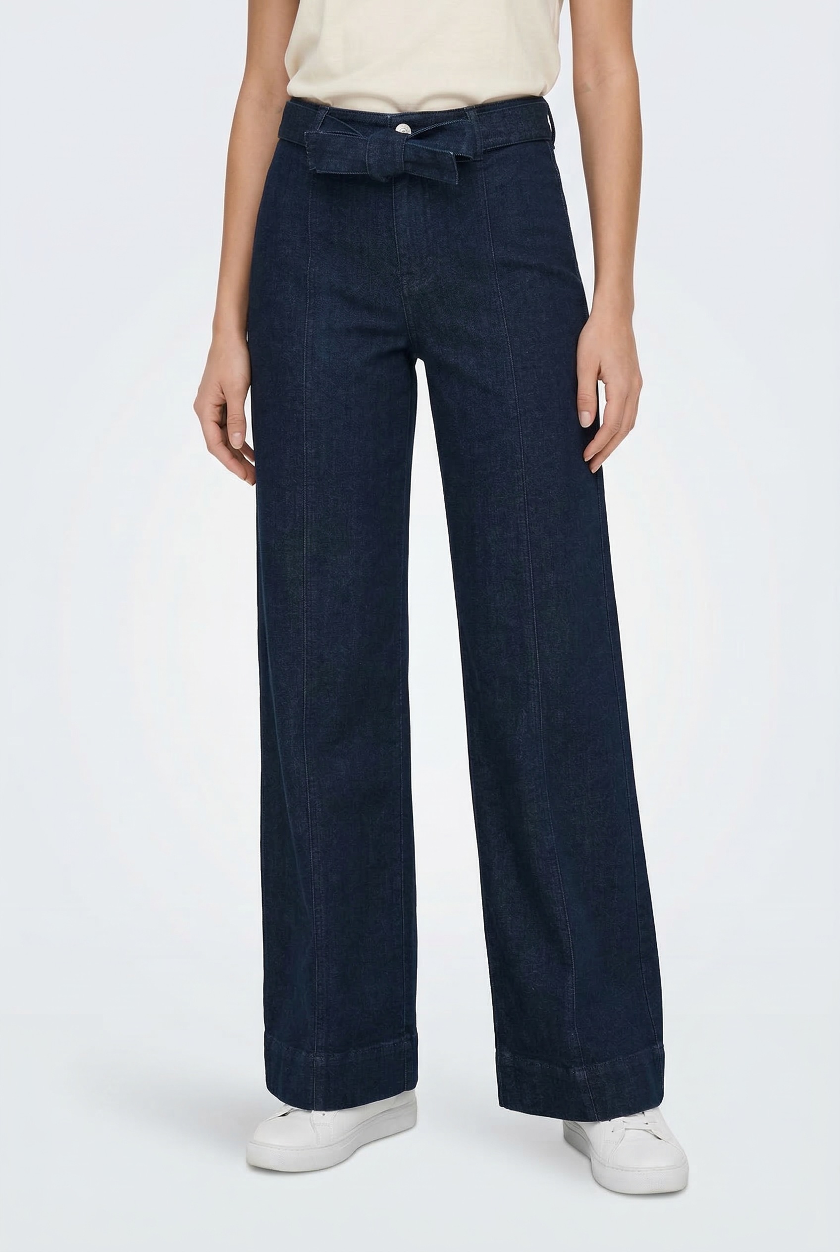 Image of ONLY High-waist-Jeans "ONLMADISON BLUSH HW WID BELT DNM GUA579" Materialmix, High Waist, Wide Fit