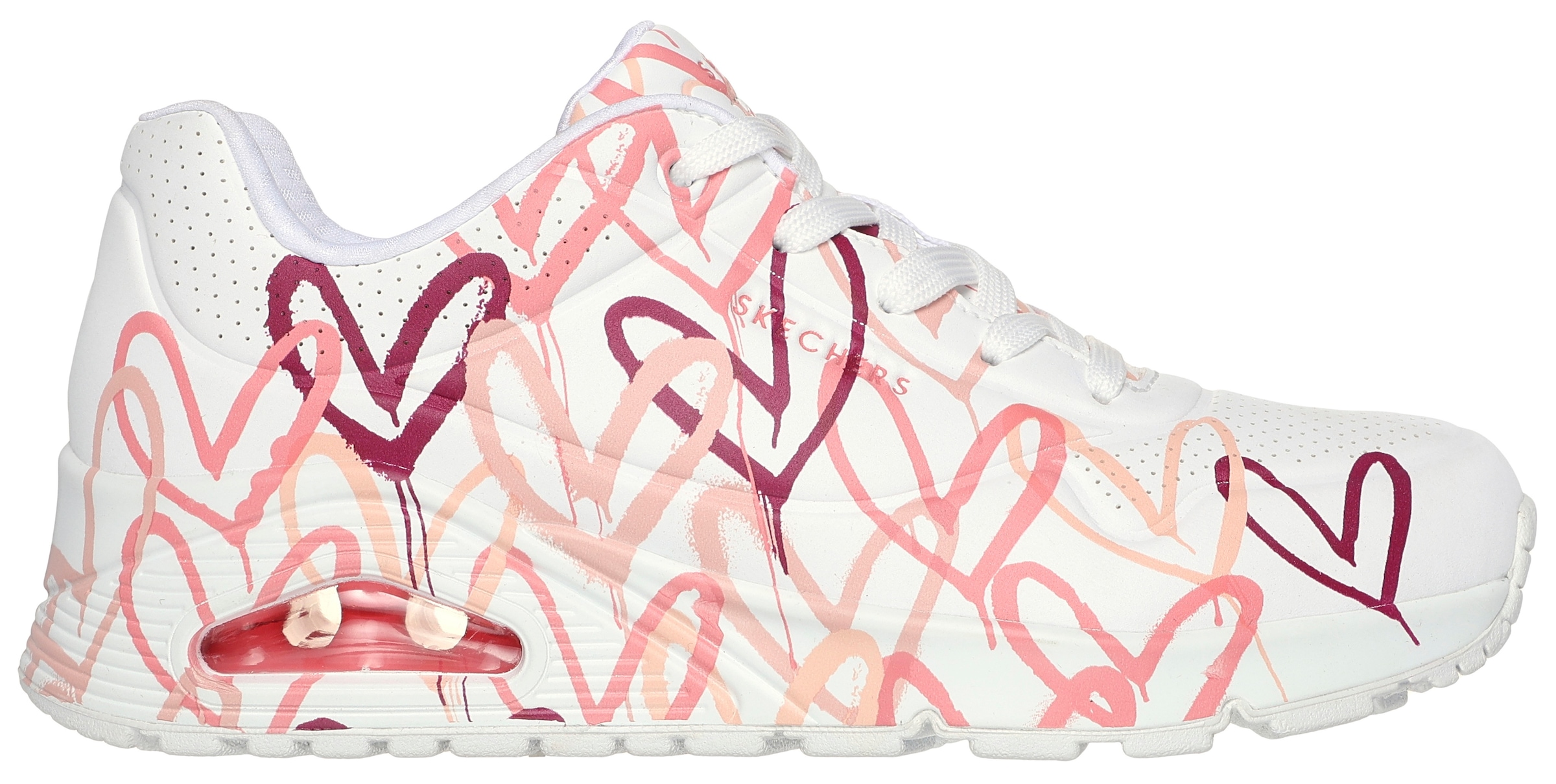 Skechers Wedgesneaker »UNO-SPREAD THE LOVE«, Freizeitschuh, Halbschuh, Schnürschuh mit coolem Graffiti-Print