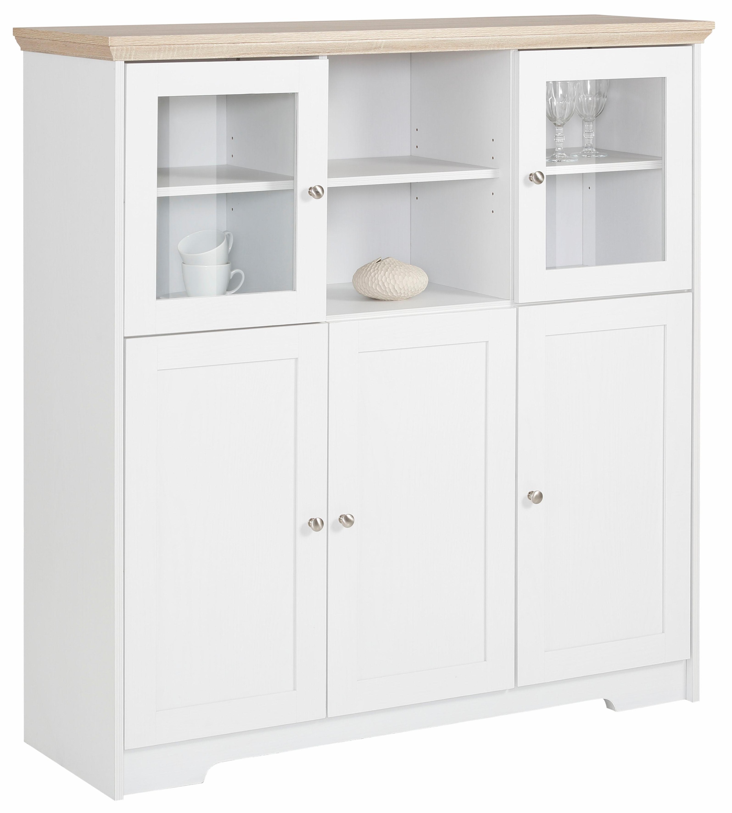 Image of GOODproduct Highboard "Nanna" Vitrine in Eichen-Optik, Breite 118 cm
