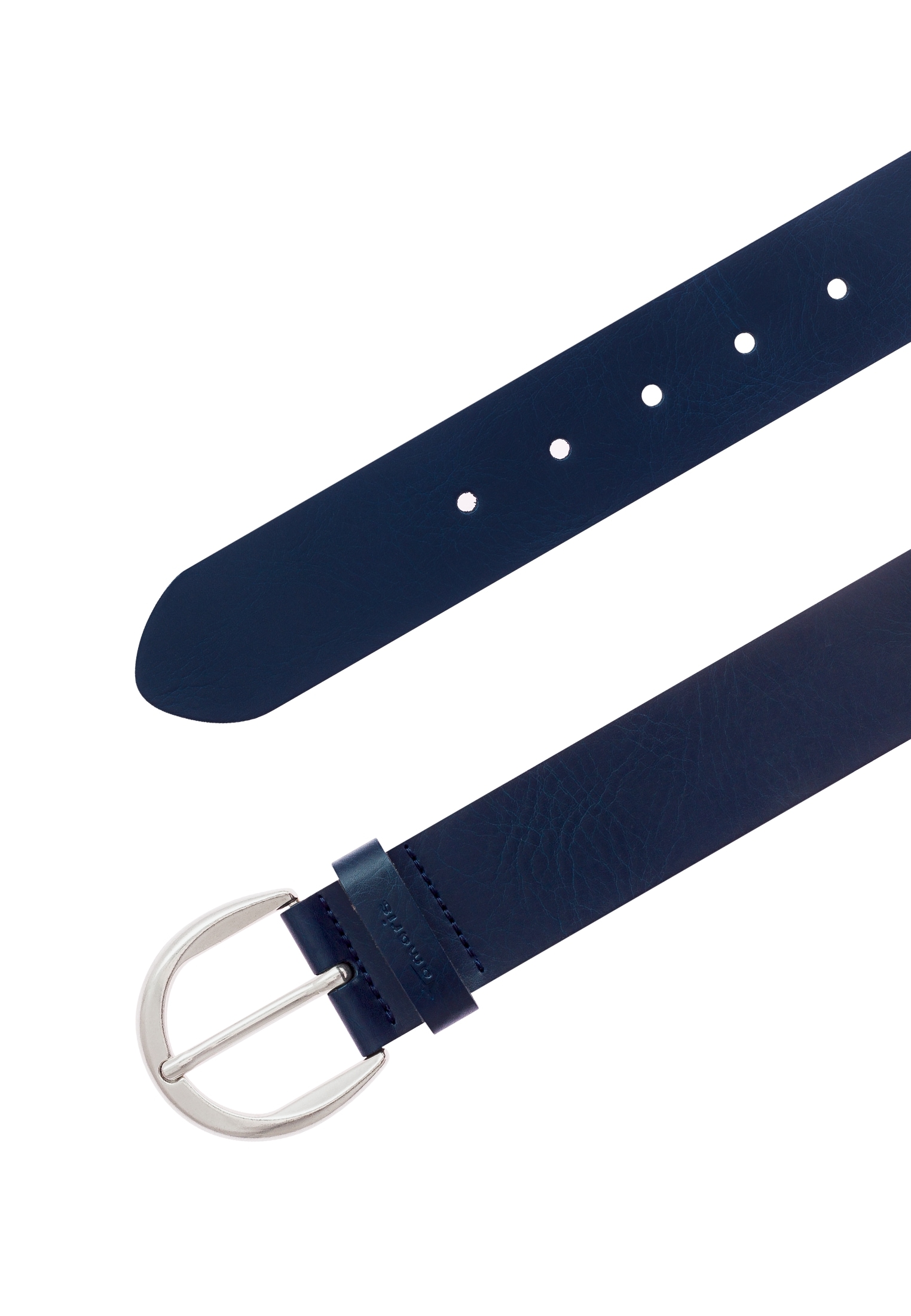 Tamaris Ceinture en cuir »Charlotte Silver« avec ardillon demi-rond en argent poli, largeur 4 cm