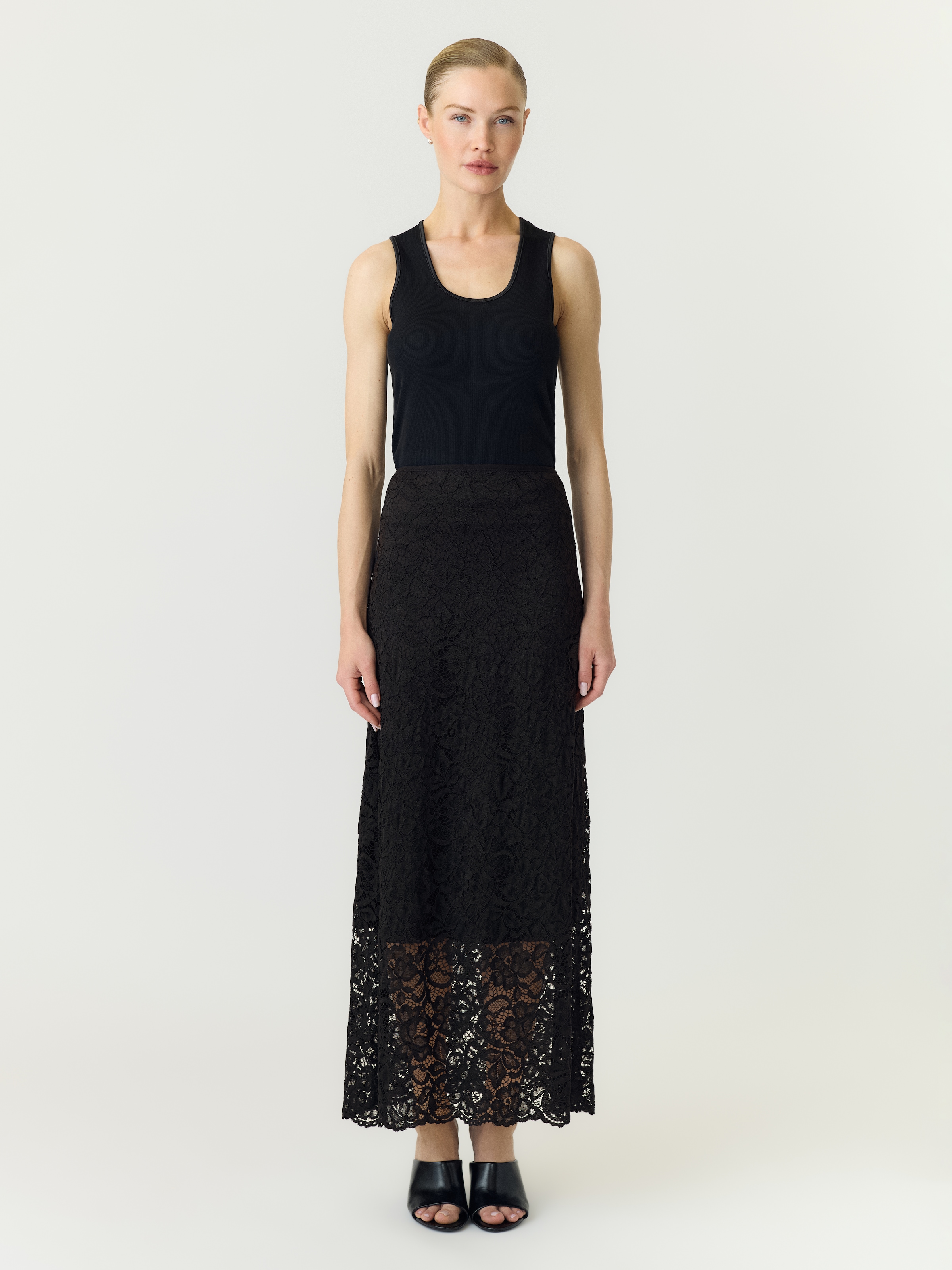 Y.A.S Maxi jupe »YASLACEY HW LONG LACE SKIRT S. NOOS« mélange de matériaux, taille haute