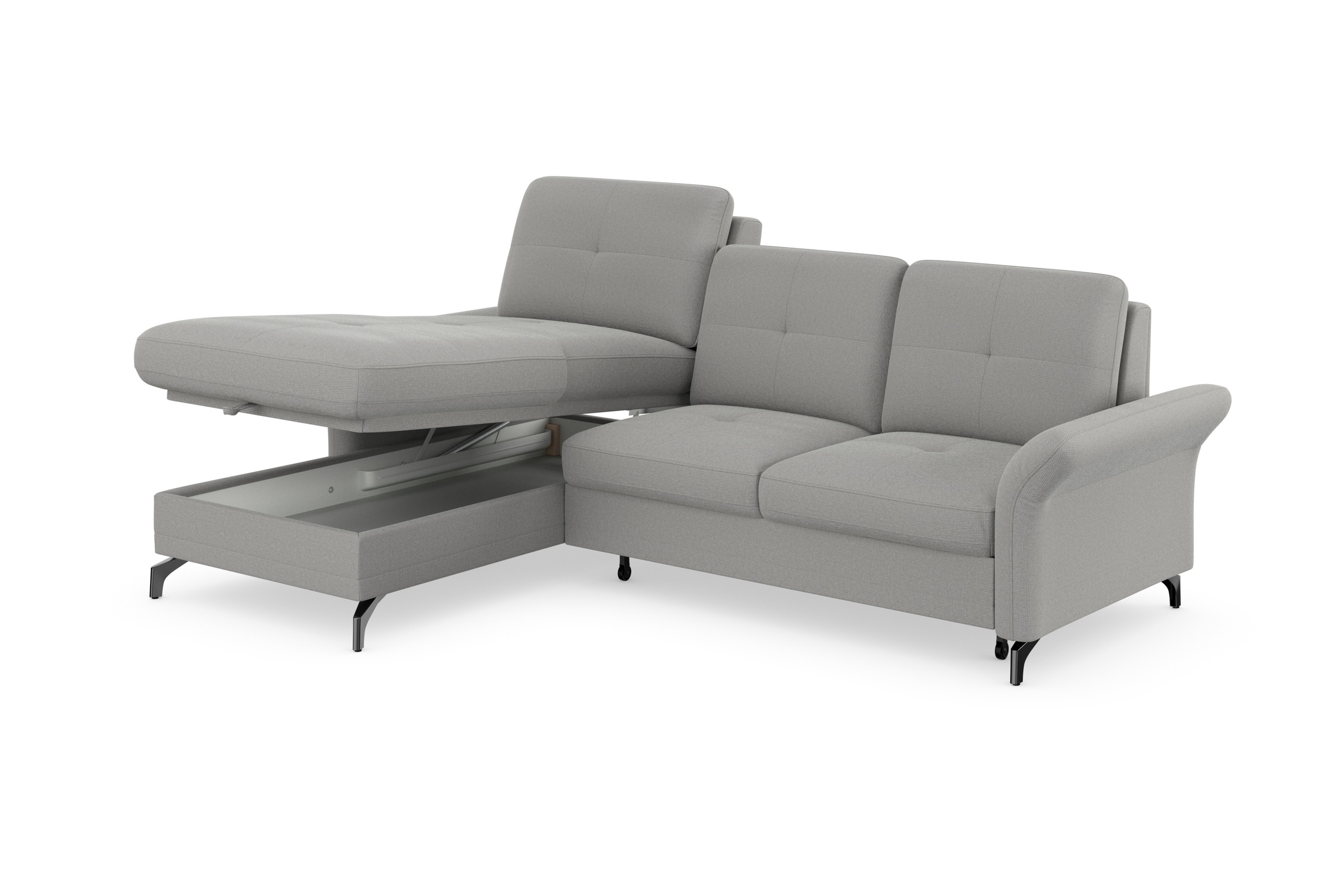 Places of Style Ecksofa »Calando L-Form«, wahlweise mit Bettfunktion, Bettkasten und Armteilfunktion