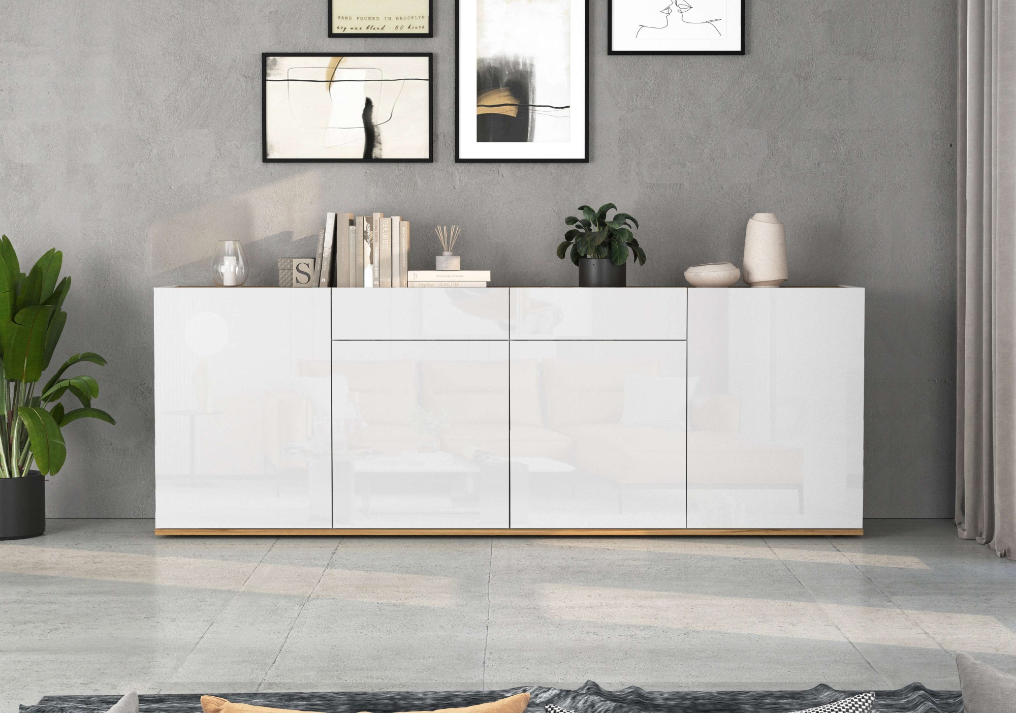 INOSIGN Sideboard »GARDA Sideboard,Kommode, Schrank, Kredenz Grifflos mit Push to Open«, (1 St.), 4 Türen, 2 Schubladen, grifflos Breite 200 cm