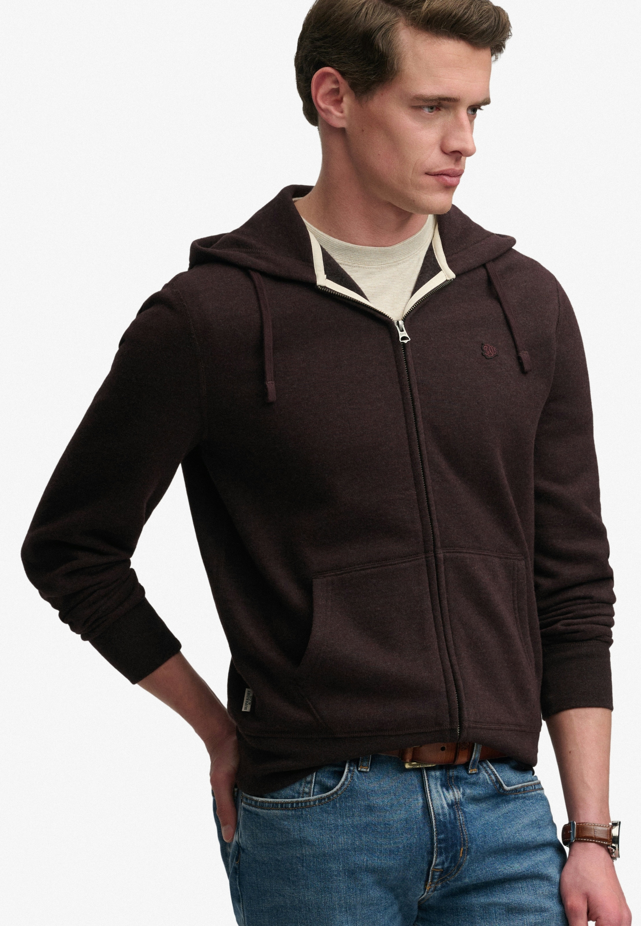 Superdry Sweat à capuche »ESSENTIAL SDCO LOGO ZIPHOOD« mélange coton, coupe régulière