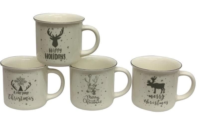 Tasse »Dameco XMAS 355 ml, 4 Stück, Weiss«, (4 tlg.)