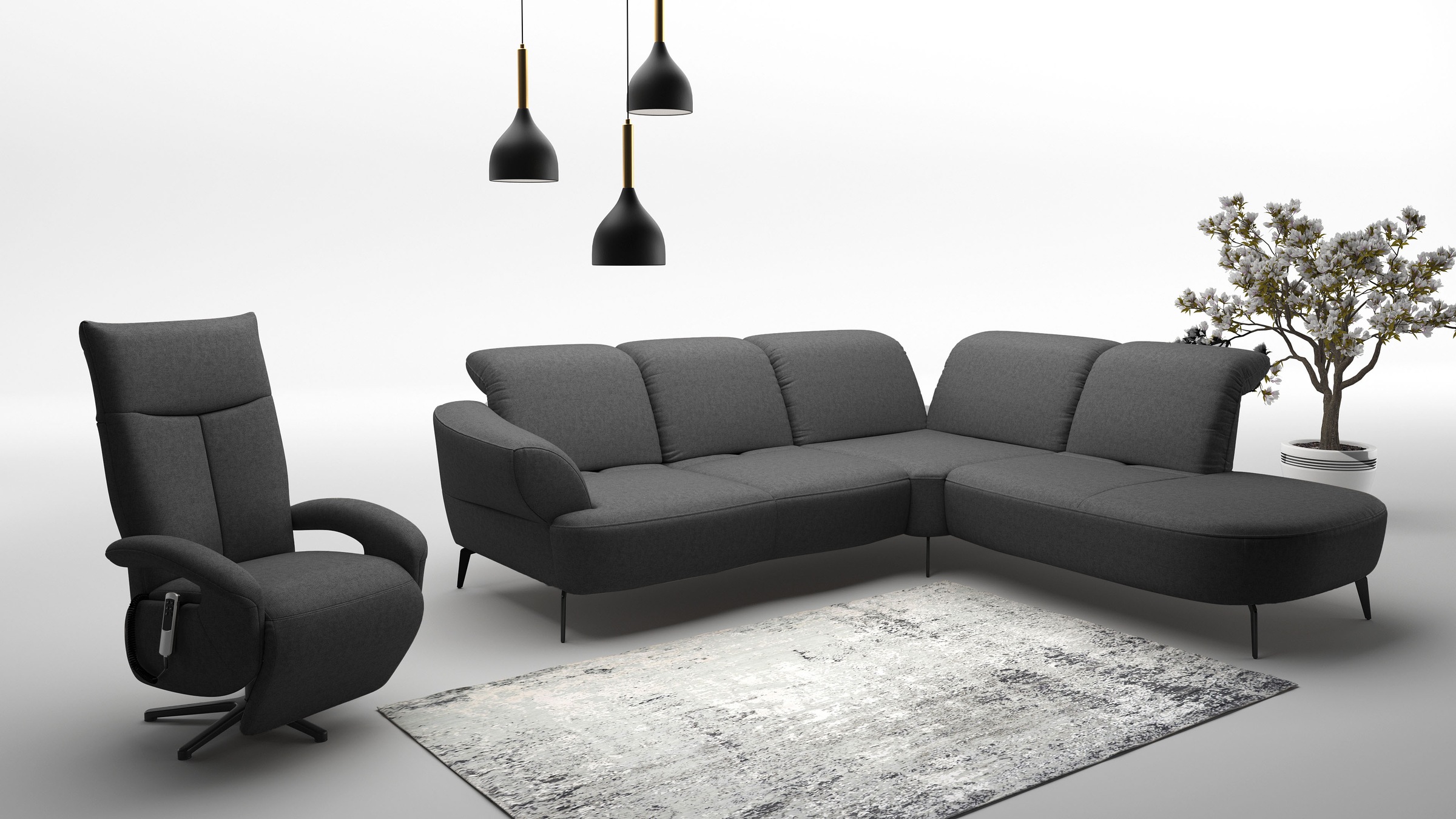 sit&more Ecksofa »Dance, L-Form, inkl. Sitztiefenverstellung«, inkl. Click&Seat, optional mit Kopfteilverstellung