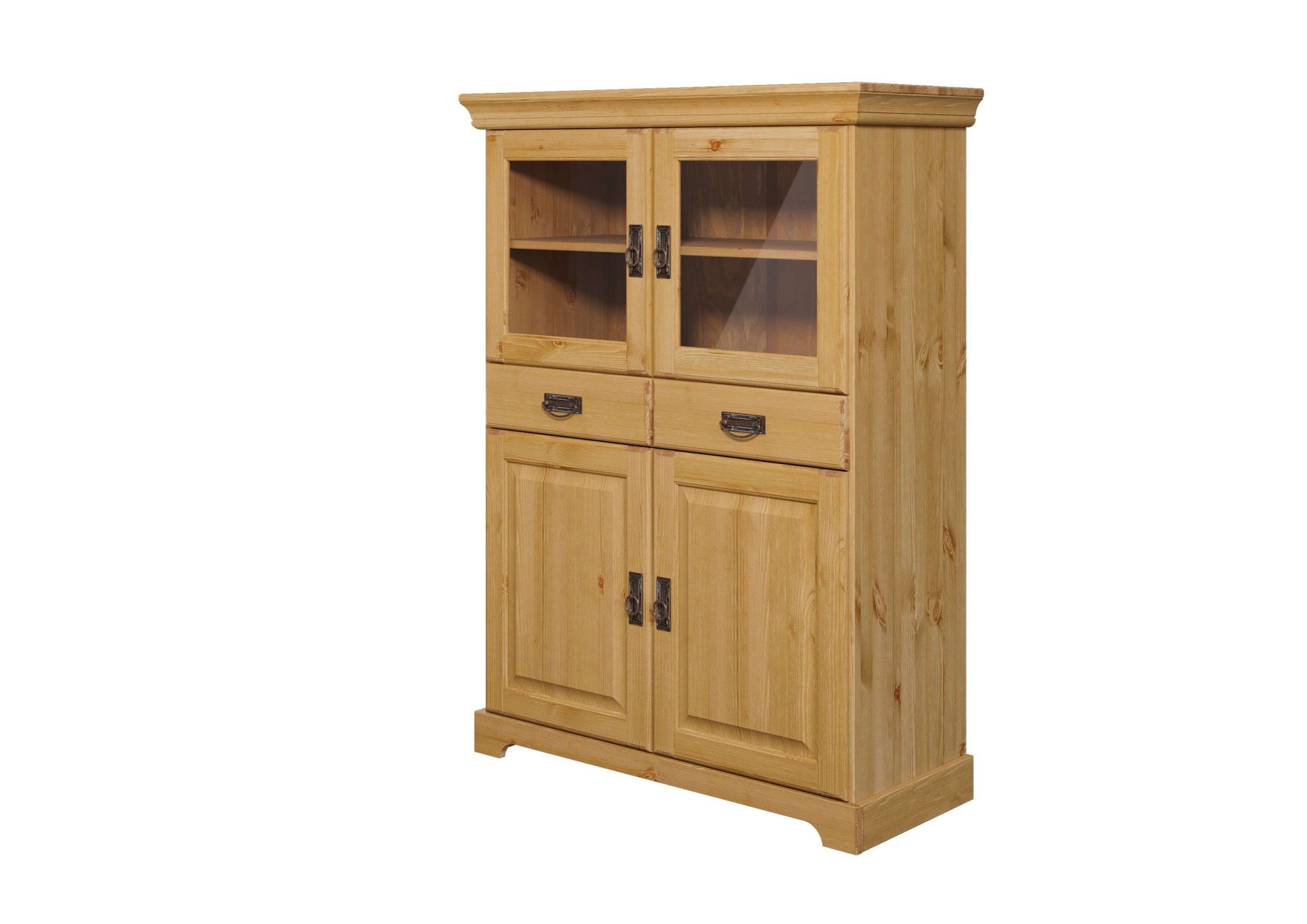 Image of GOODproduct Highboard "Rügen" Vitrine im Landhausstil, zertifiziertes Massivholz, Höhe 131 cm