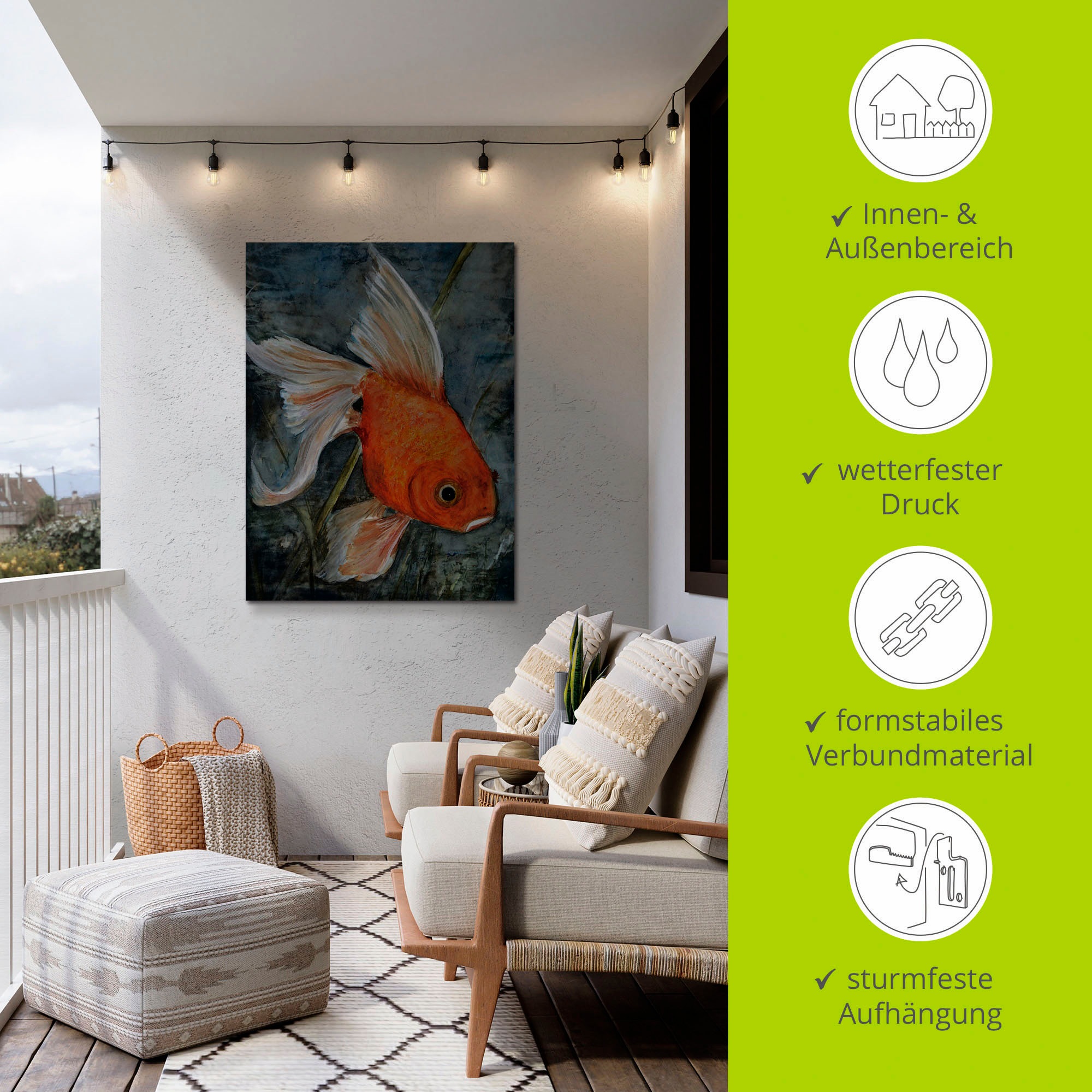 Artland Alu-Dibond-Druck »Feng Shui - Goldfisch«, Wassertiere, (1 St.), für Innen- und Aussenbereich geeignet, Outdoorbild