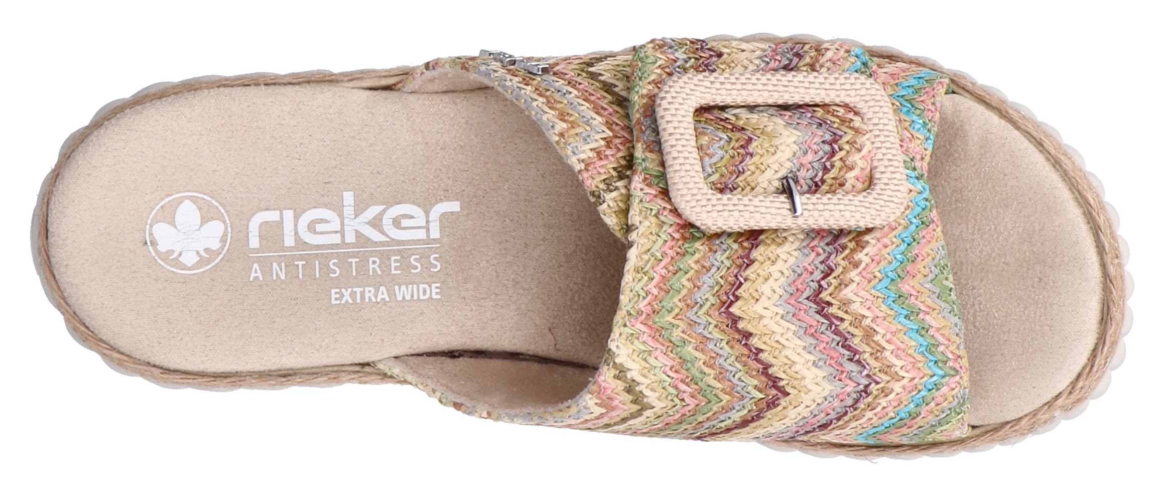 Rieker Keilpantolette  Sommerschuh, Strandschuh, Hausschuh mit praktischem Klettverschluss