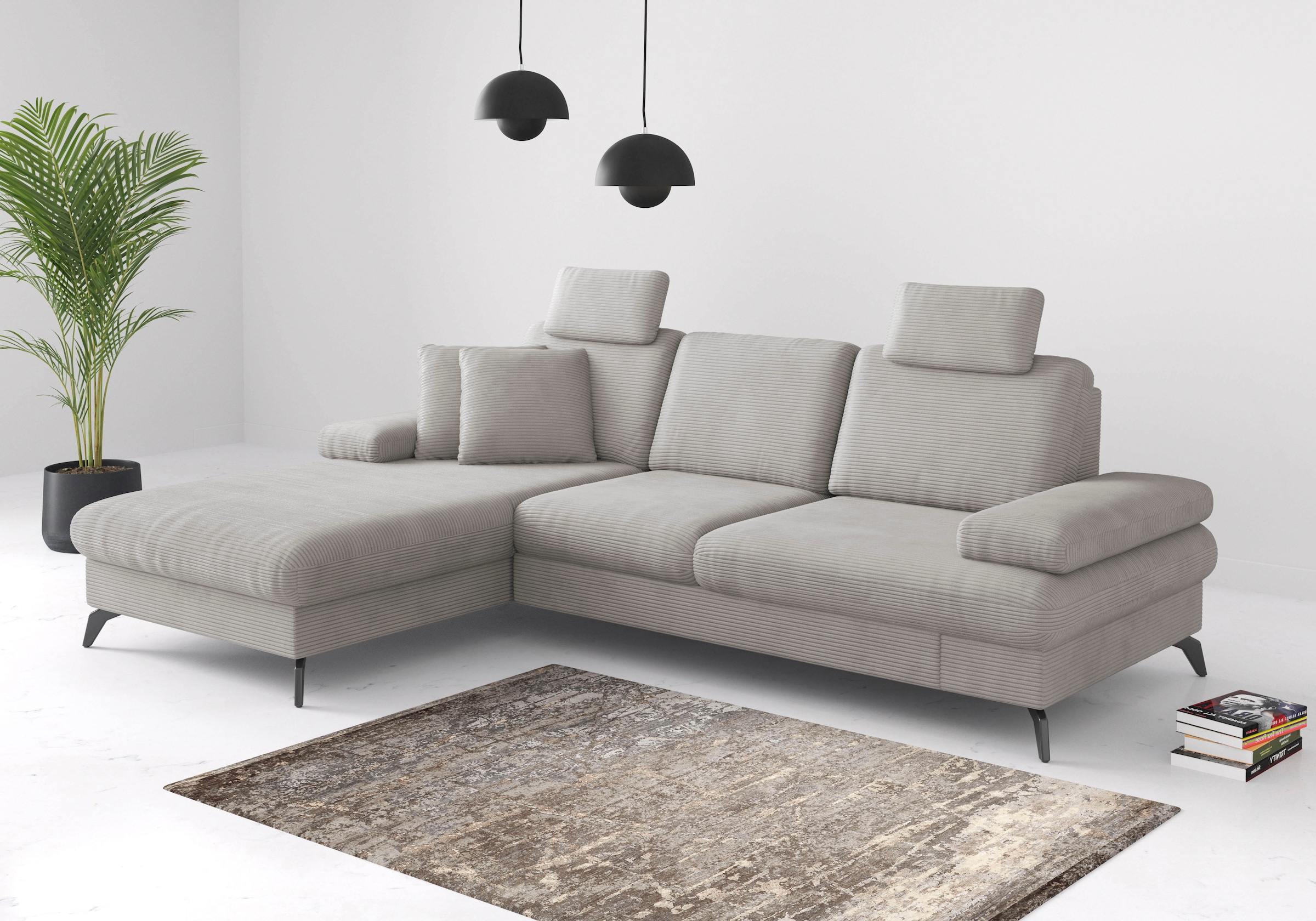 sit&more Ecksofa »Morris Jubi L-Form«, inkl. Armteilfunktion und 1 Zierkissen, wahlweise mit Bettfunktion
