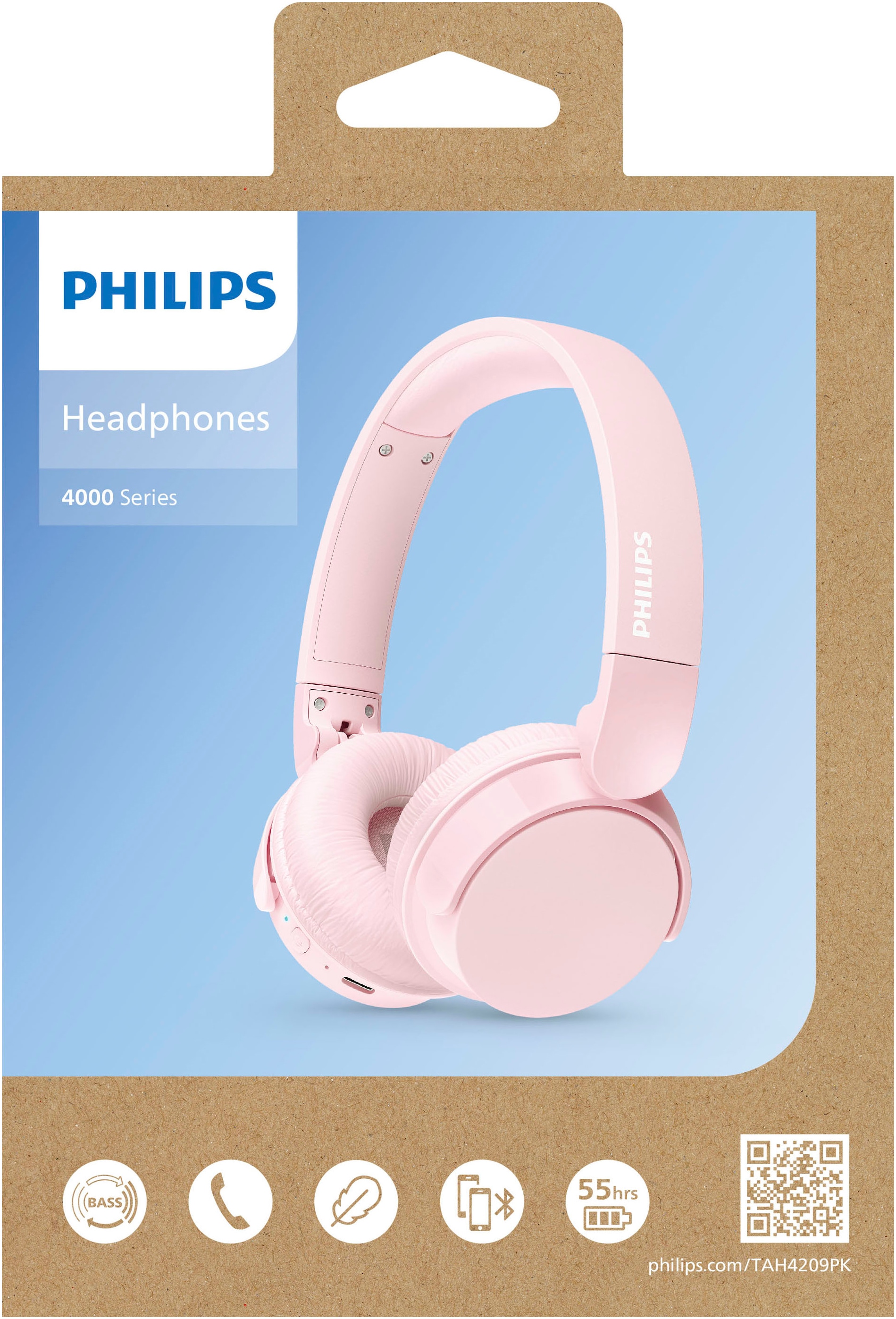 Philips On-Ear-Kopfhörer »TAH 4209«, Bluetooth-A2DP Bluetooth-AVRCP Bluetooth-HFP, Geräuschisolierung-Multi-Point-Verbindung-Sprachsteuerung-integrierte Steuerung für Anrufe und Musik