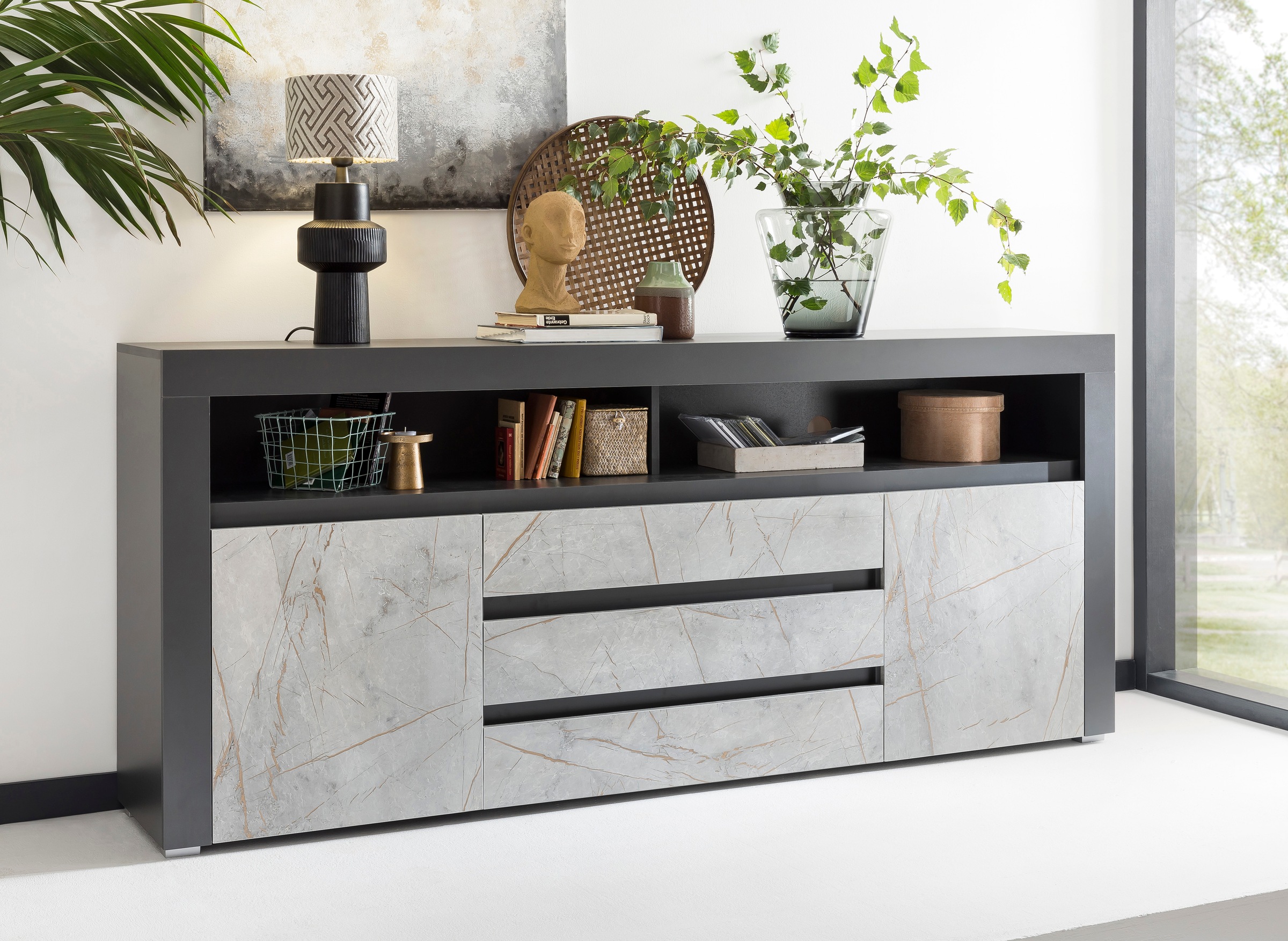 Image of Premium collection by Home affaire Sideboard »Stone Marble«, mit einem edlen Marmor-Optik Dekor, Breite 200 cm bei Ackermann Versand Schweiz