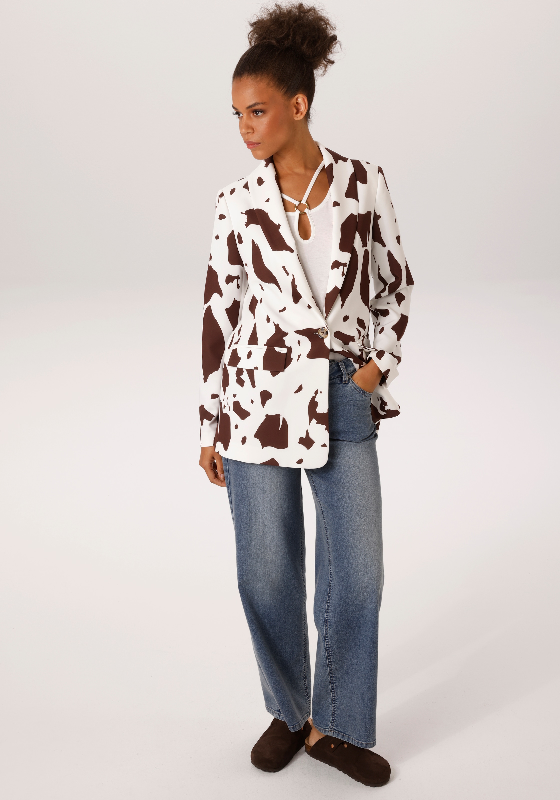 Aniston CASUAL Blazer long mit topaktuellen Kuh-Flecken -jedes Teil ein Unikat - NEUE KOLLEKTION