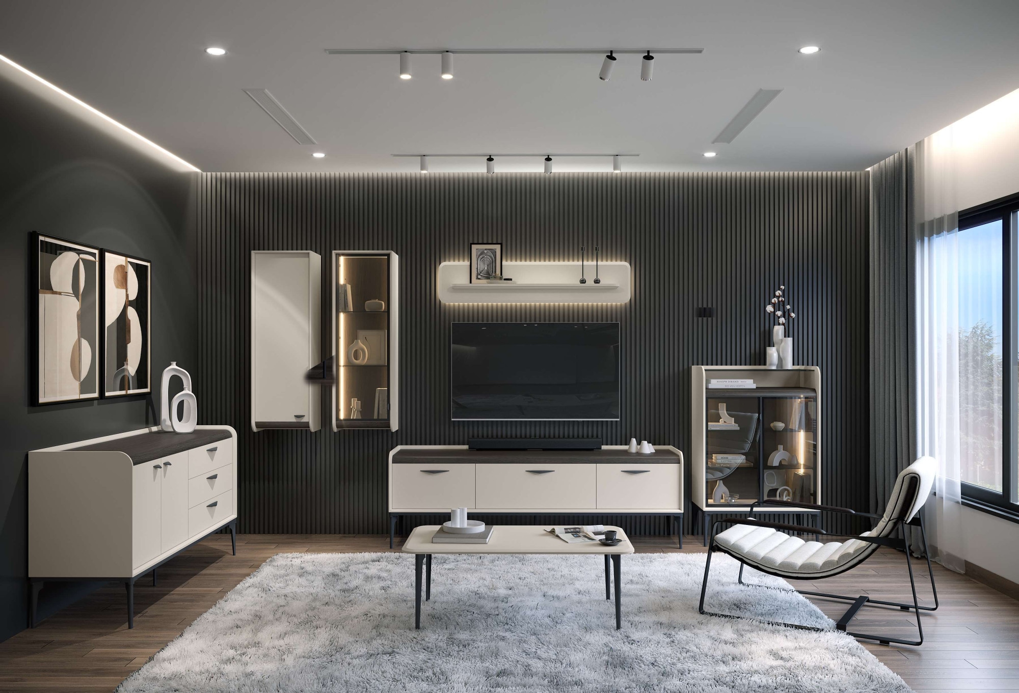 GOODproduct Hängevitrine »Soffy Wandschrank, Schwebendes Design für modernen Wohnraum« UV lackiert, Soft Close Funktion, Wandmontage, Metallgriff