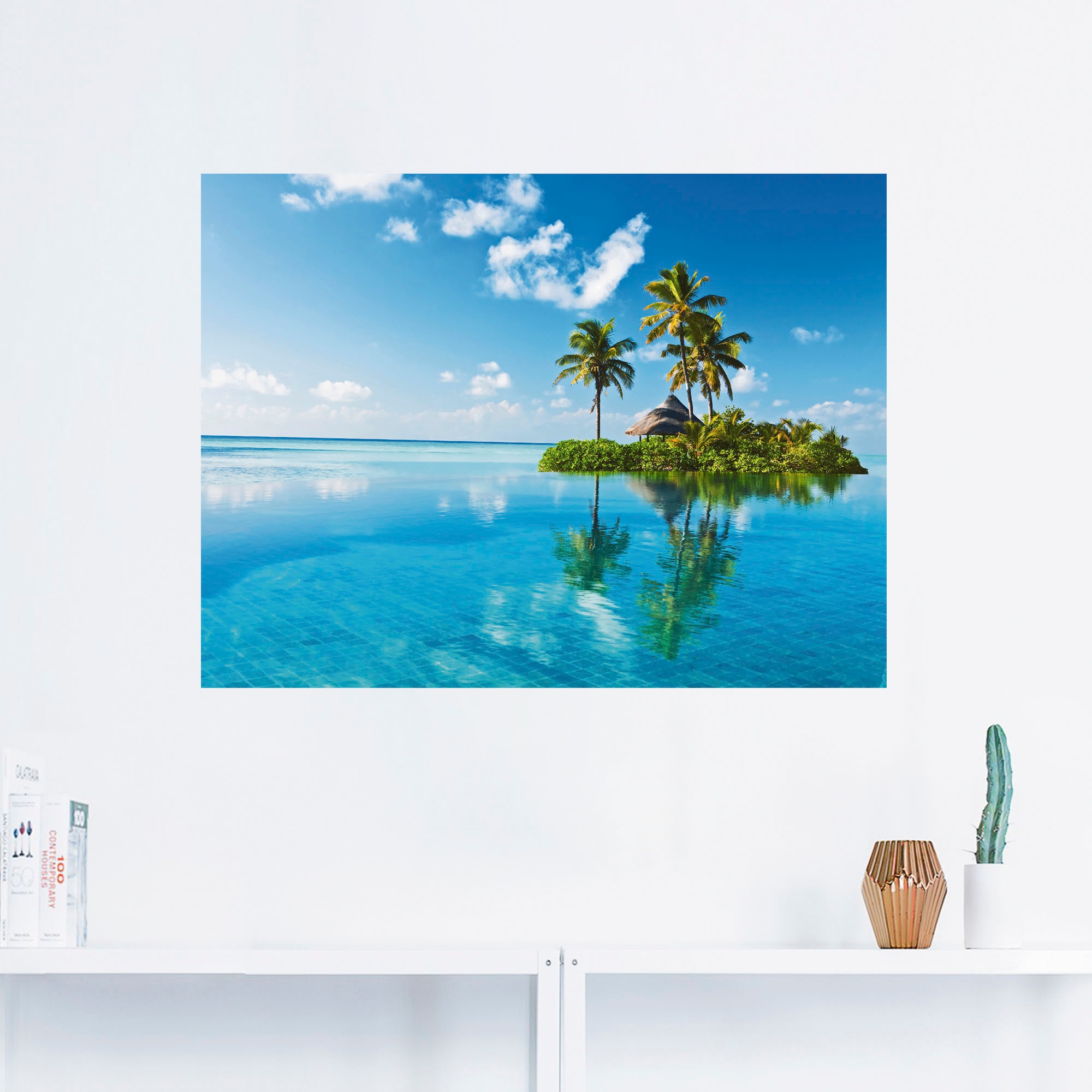 Artland Wandbild »Tropisches Paradies - Insel Palmen Meer«, Amerika, (1 St.), als Alubild, Outdoorbild, Leinwandbild, Poster, Wandaufkleber