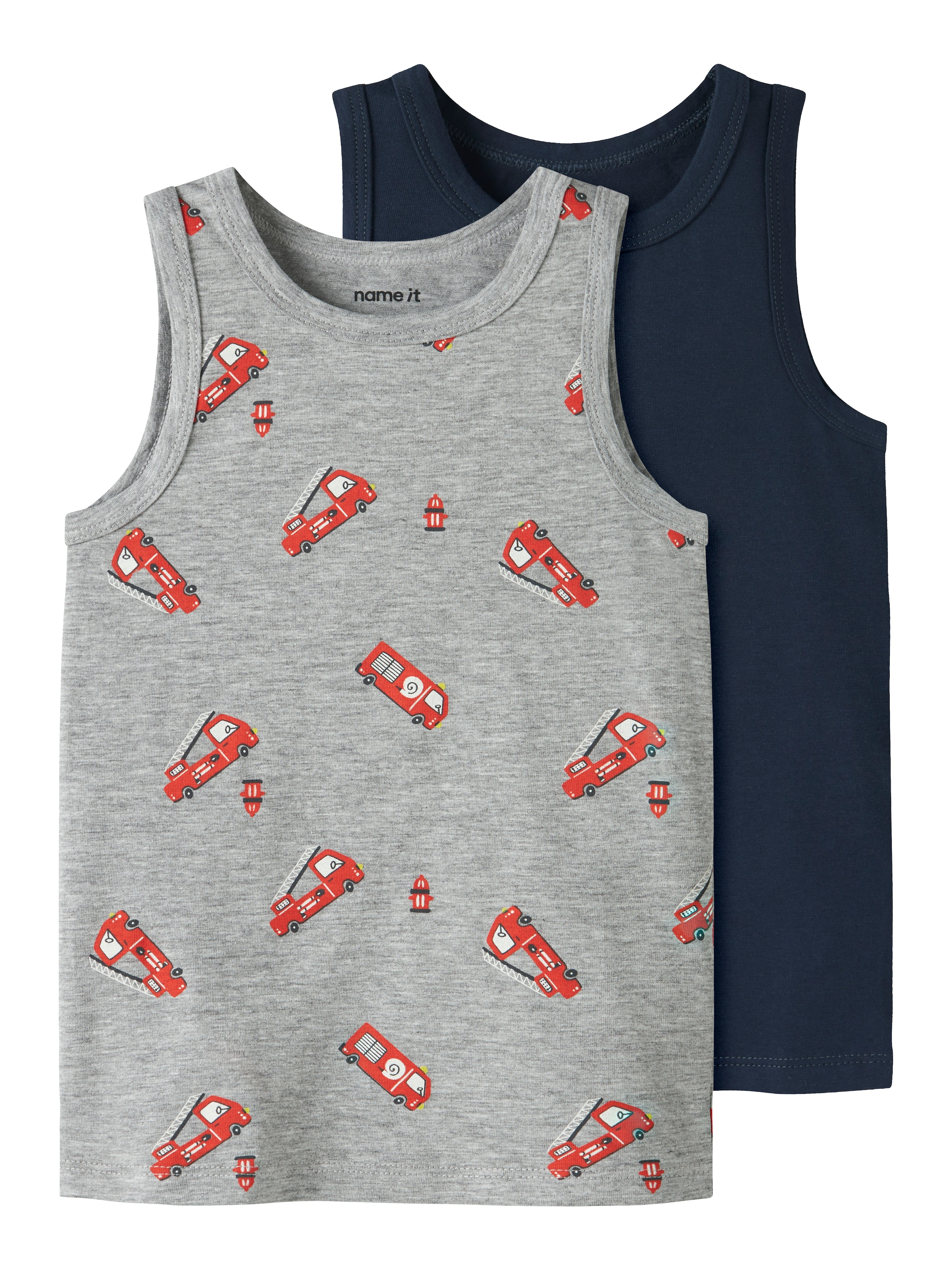 Image of Name It Unterhemd "NMMTANK TOP 2P GREY FIRETRUCK NOOS" Packung, 2 Stk.