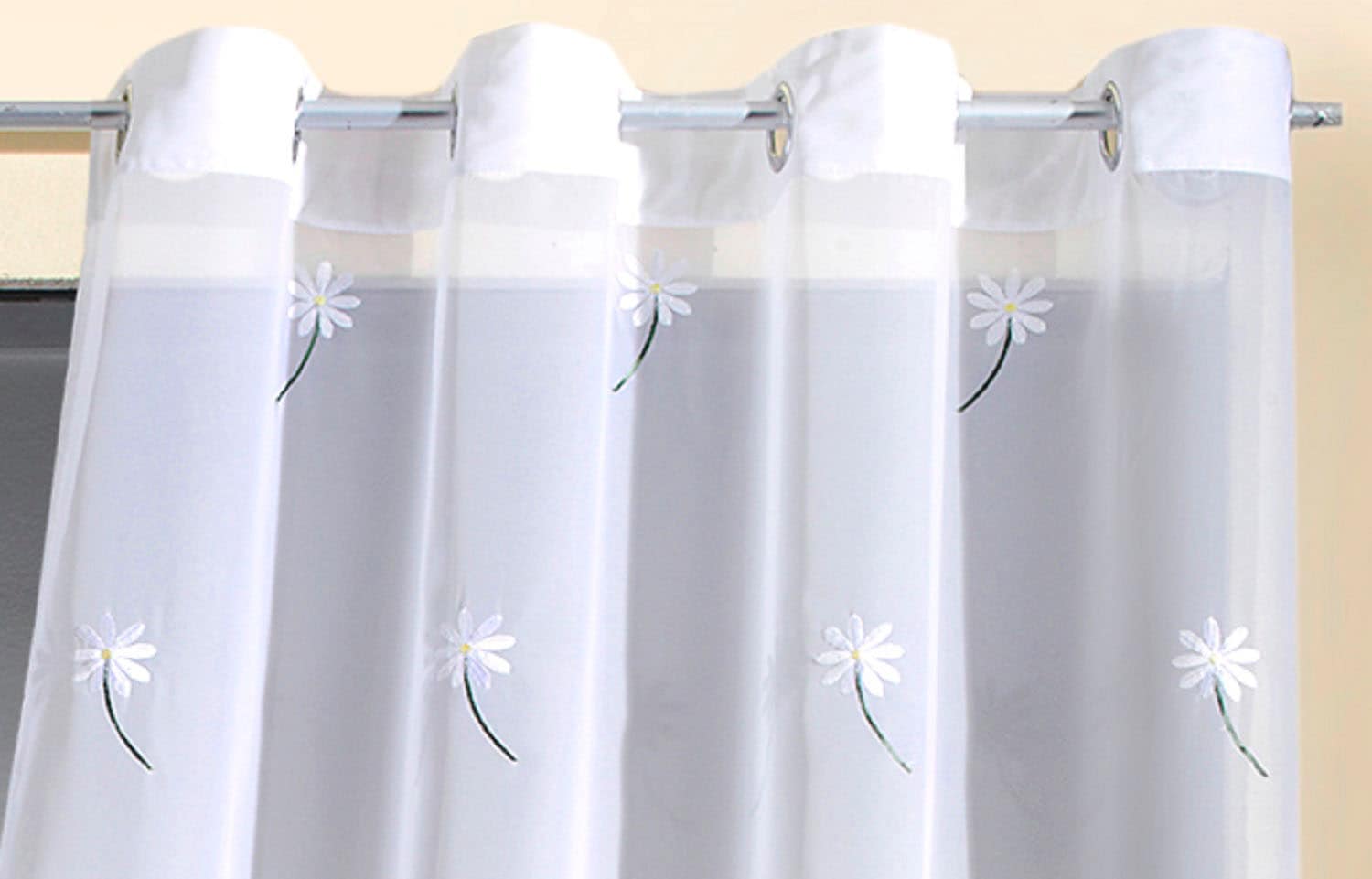Weckbrodt Vorhang »Daisy«, (1 St.), Voile, halbtransparent, bestickt, Floral, geblümt, Gardine, Store