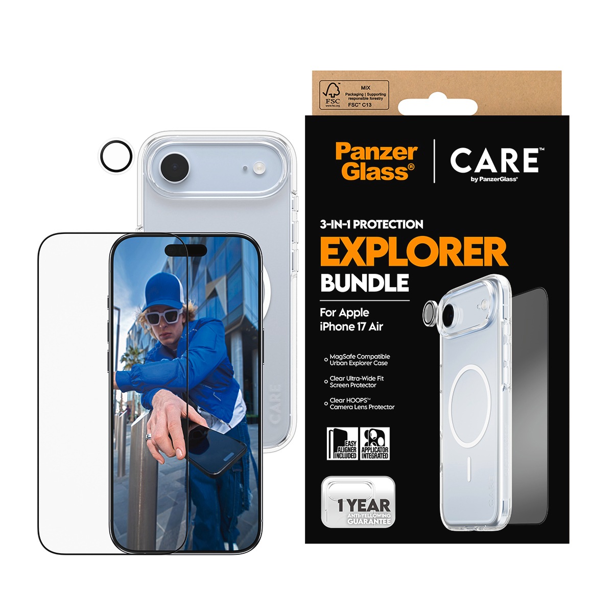 Image of CARE by PanzerGlass Handyhülle "3-in-1 Flagship Explorer Bundle Apple iPhone 17 Air" Smartphones Backcover, Schutzhülle, Handyschutzhülle, Case, Schutzcase, stossfest